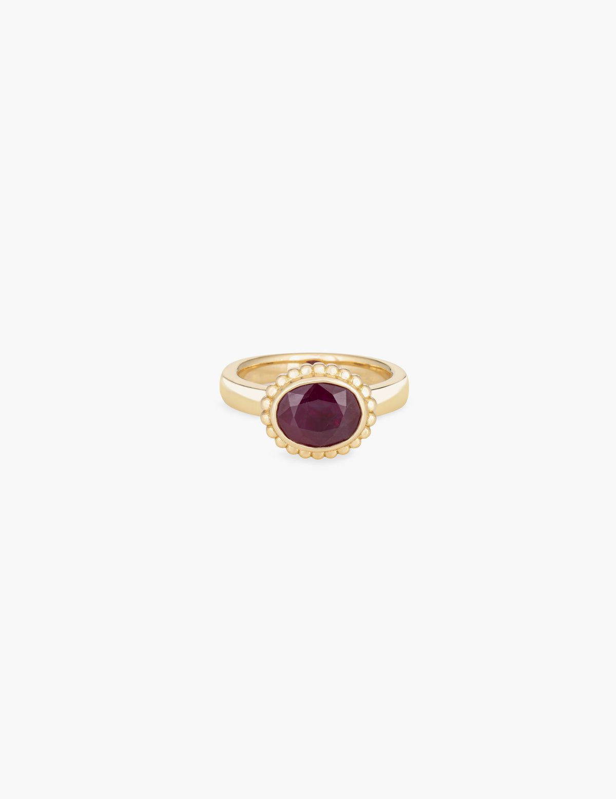Oval Ruby Scallop Ring