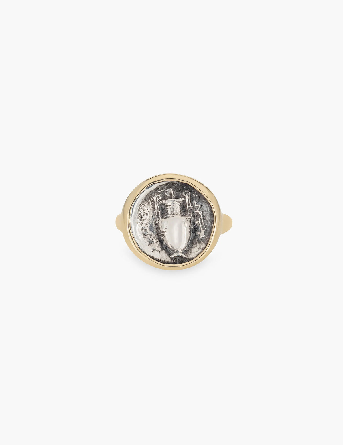 Urn Coin Ring in Gold and Sterling Silver