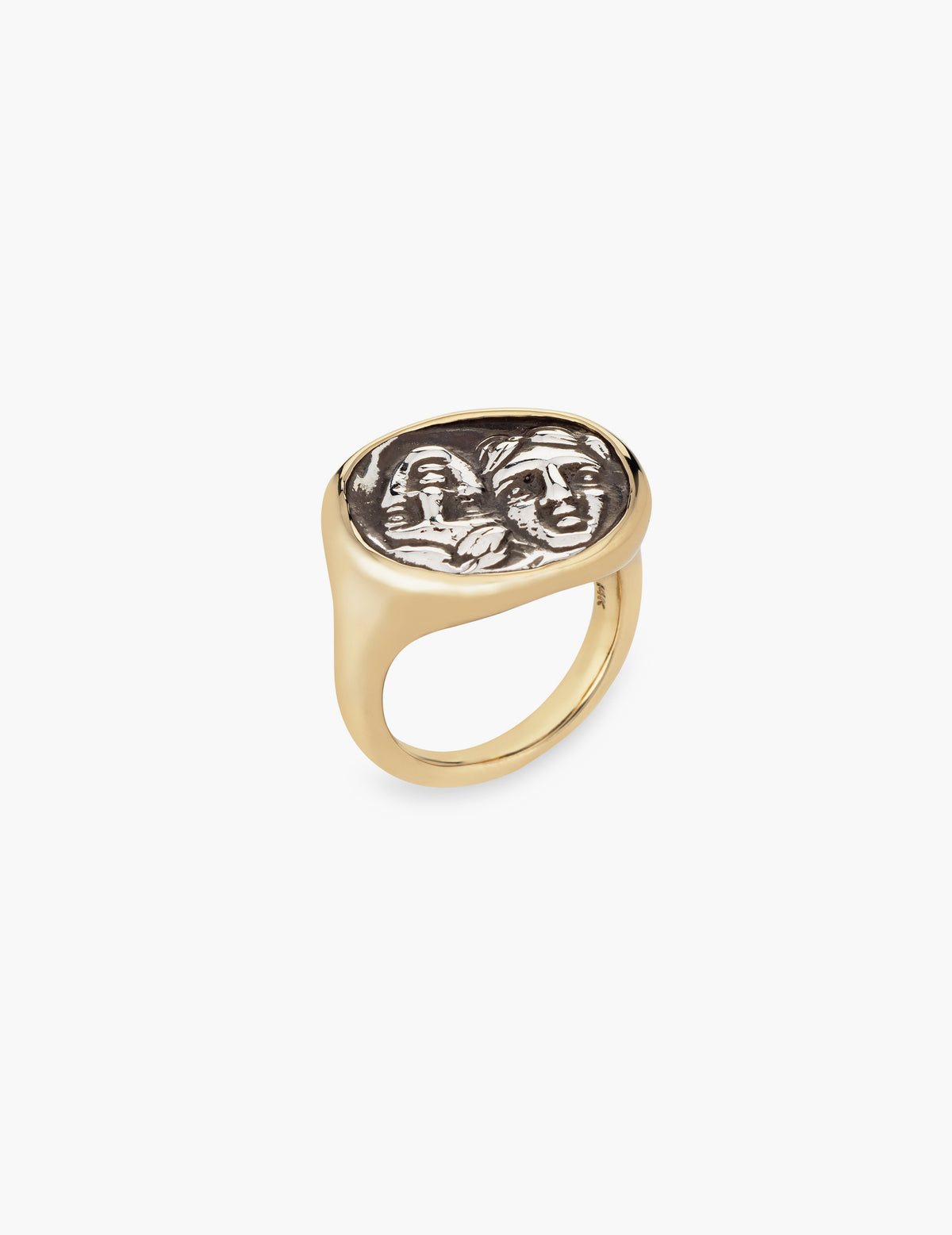 Large Gemini Coin Ring in Gold and Sterling Silver