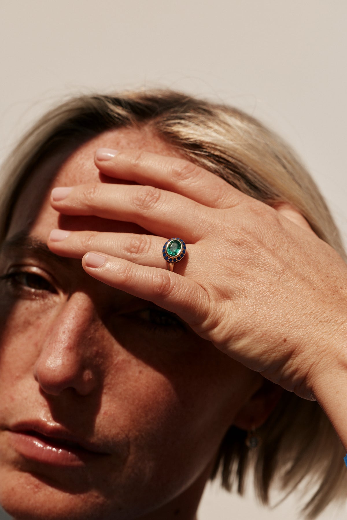 Cobalt Emerald Tulip Ring