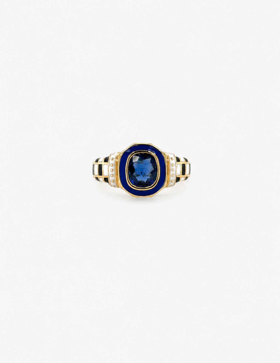 Sapphire Checkered Ring