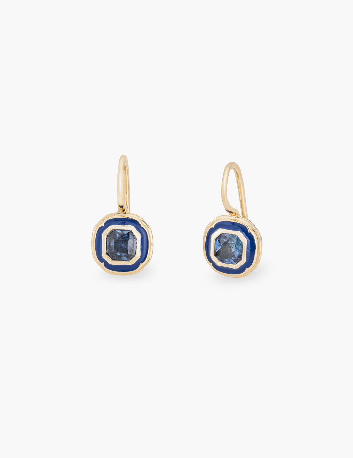 Blue Sapphire Enamel Earrings