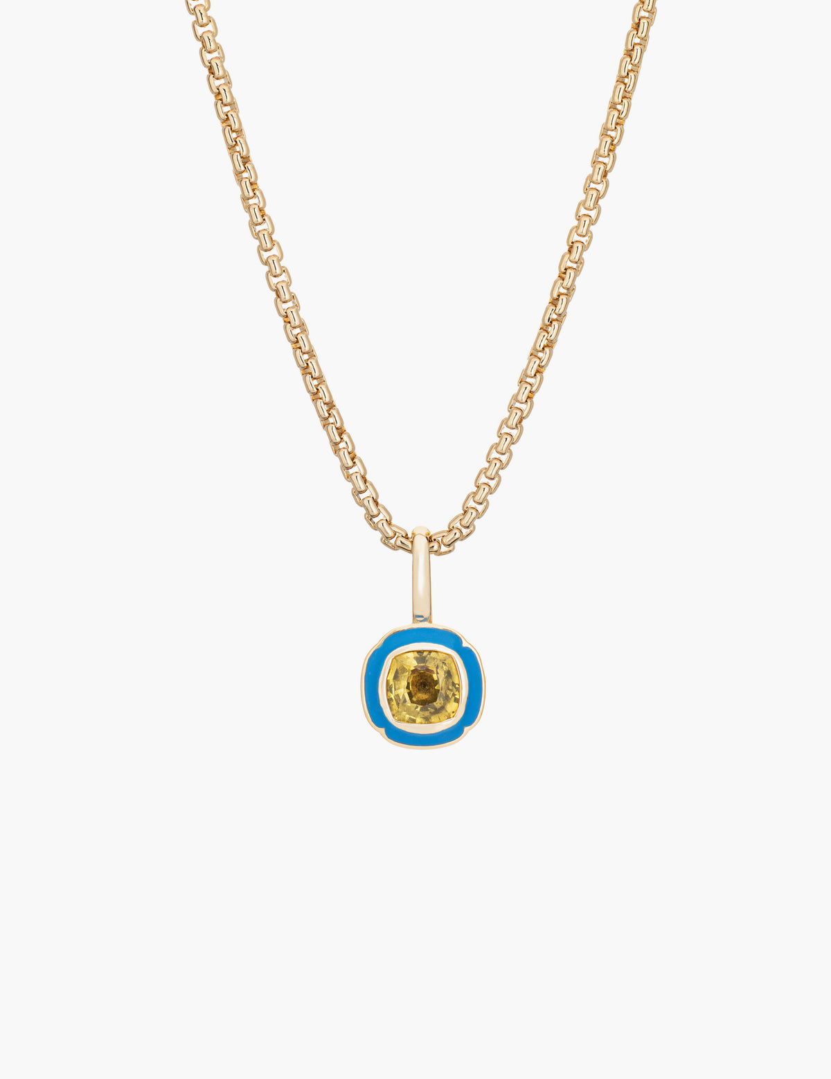 Yellow Sapphire Checkered Pendant