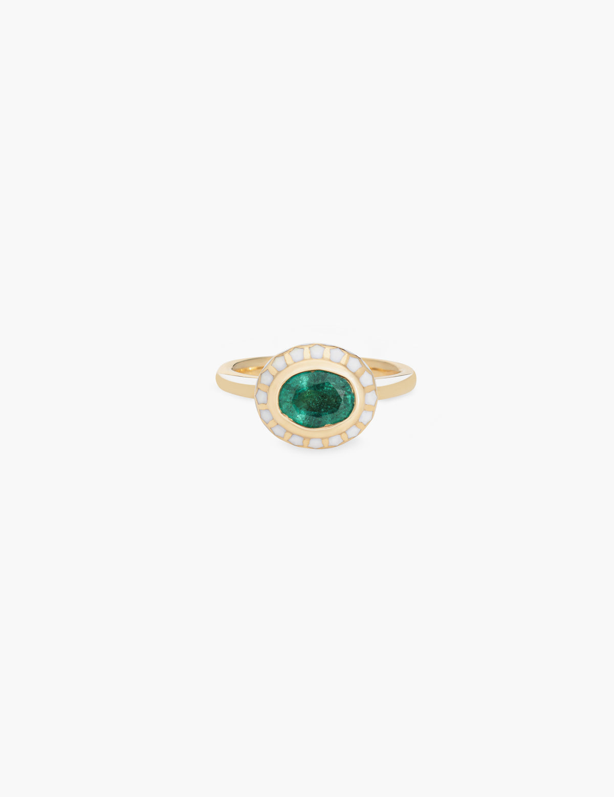Emerald Floral Enamel Ring