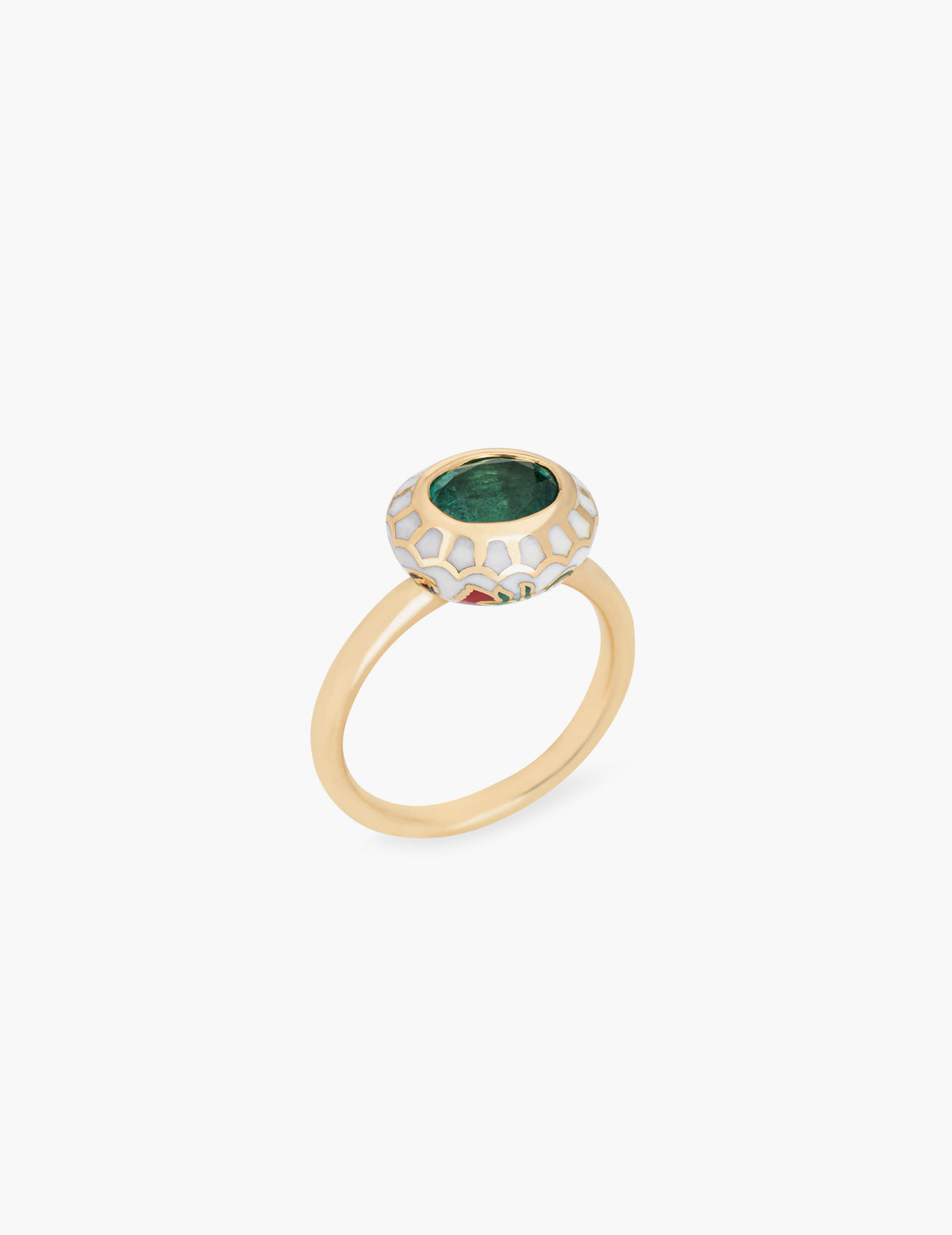 Emerald Floral Enamel Ring