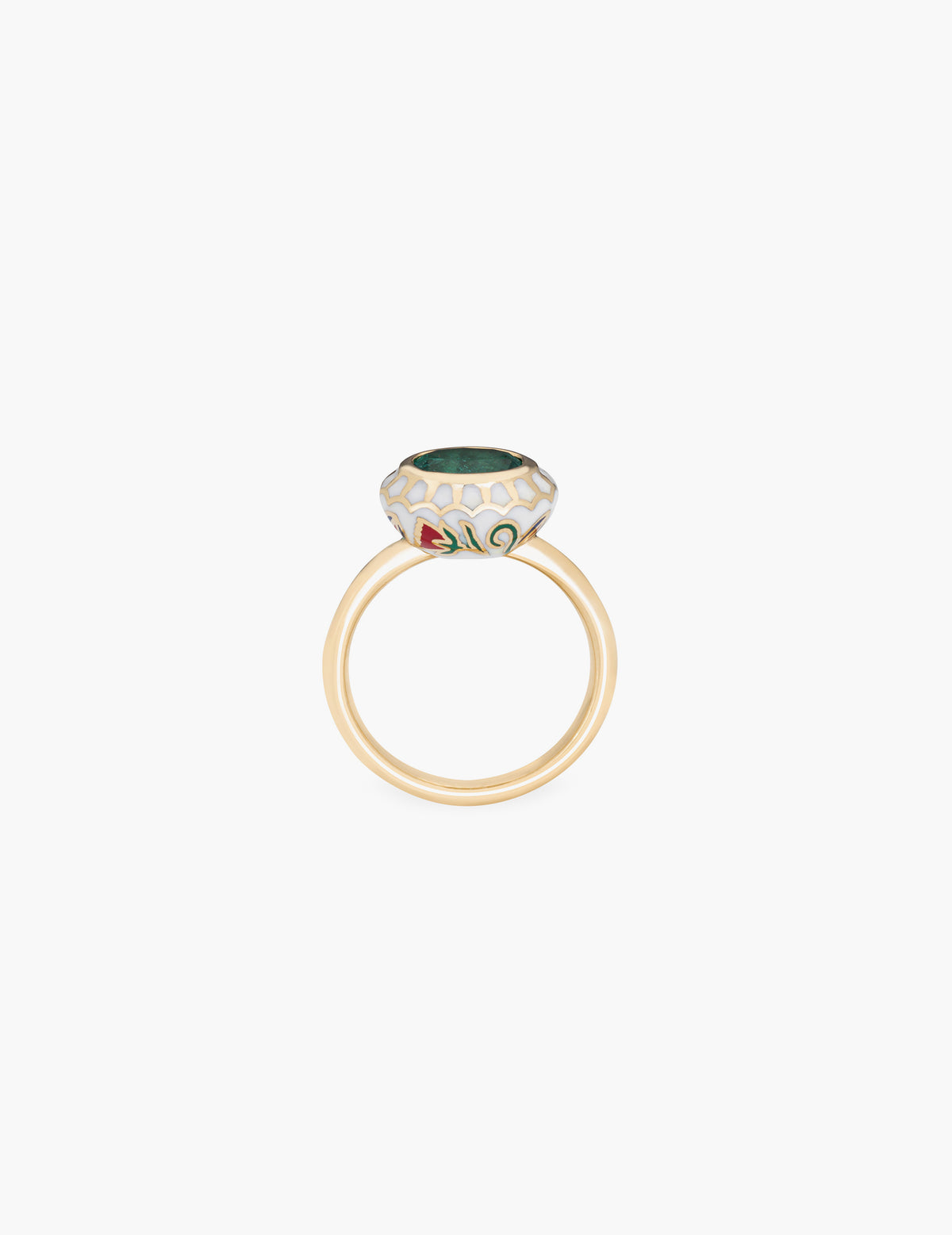 Emerald Floral Enamel Ring