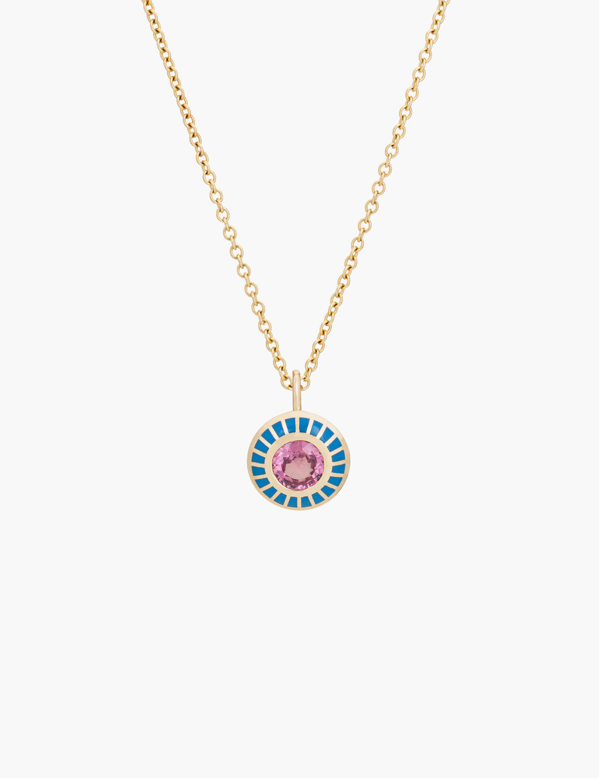 Round Sapphire Enamel Pendant