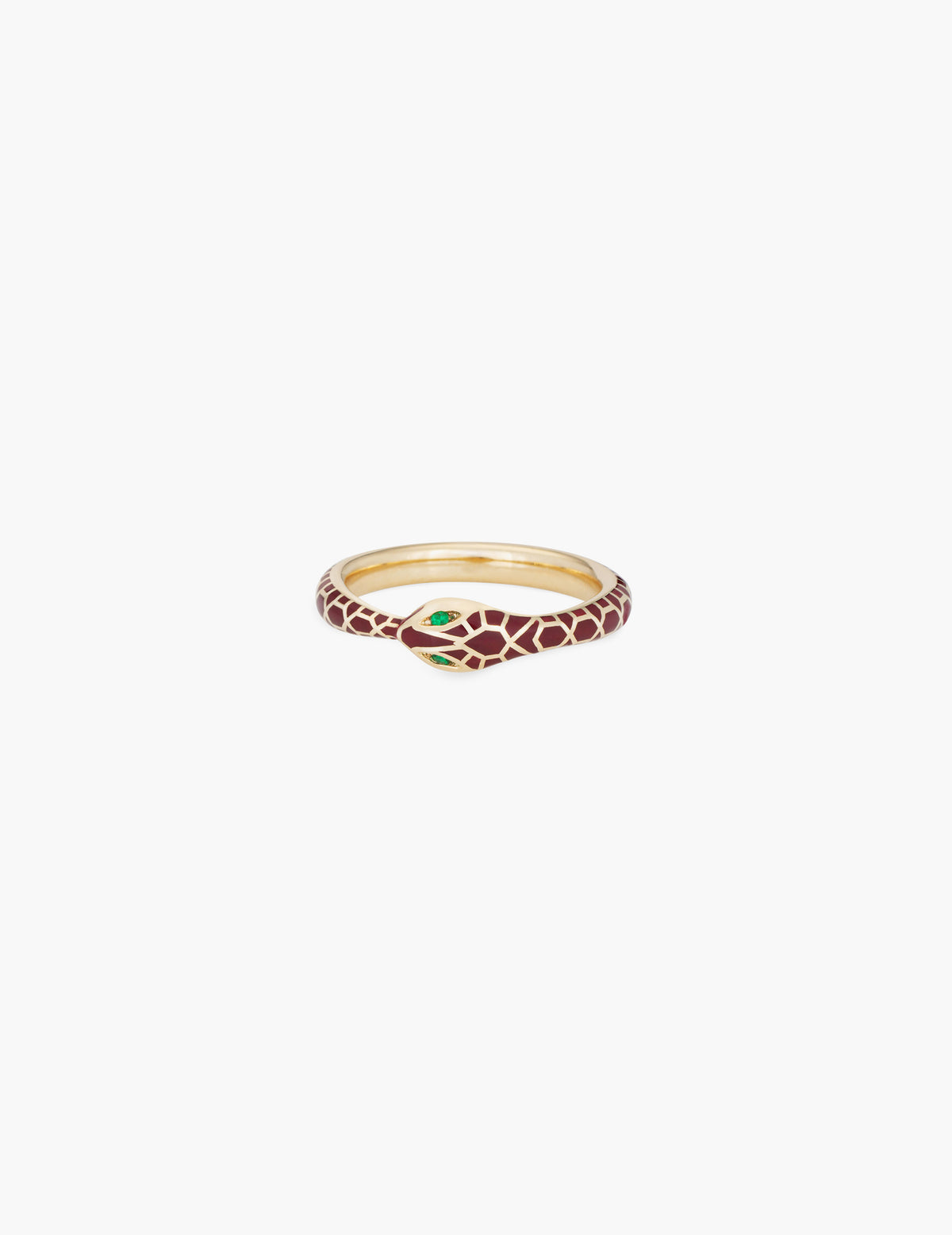 Burgundy Enamel Ouroboros Ring