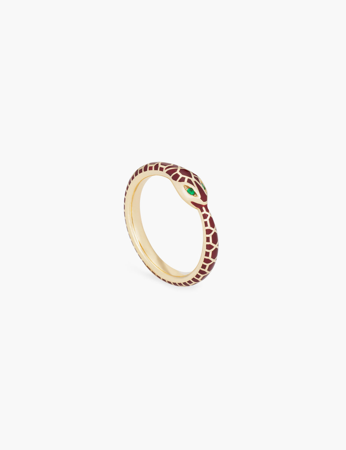 Burgundy Enamel Ouroboros Ring