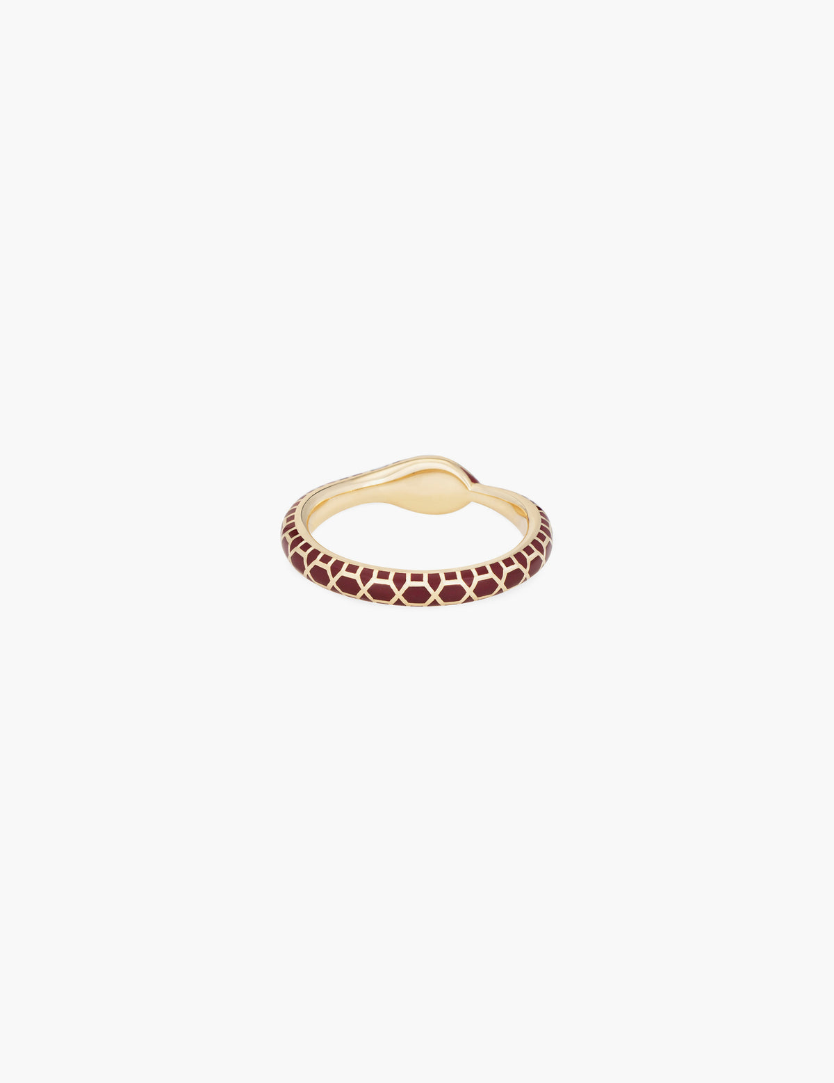 Burgundy Enamel Ouroboros Ring