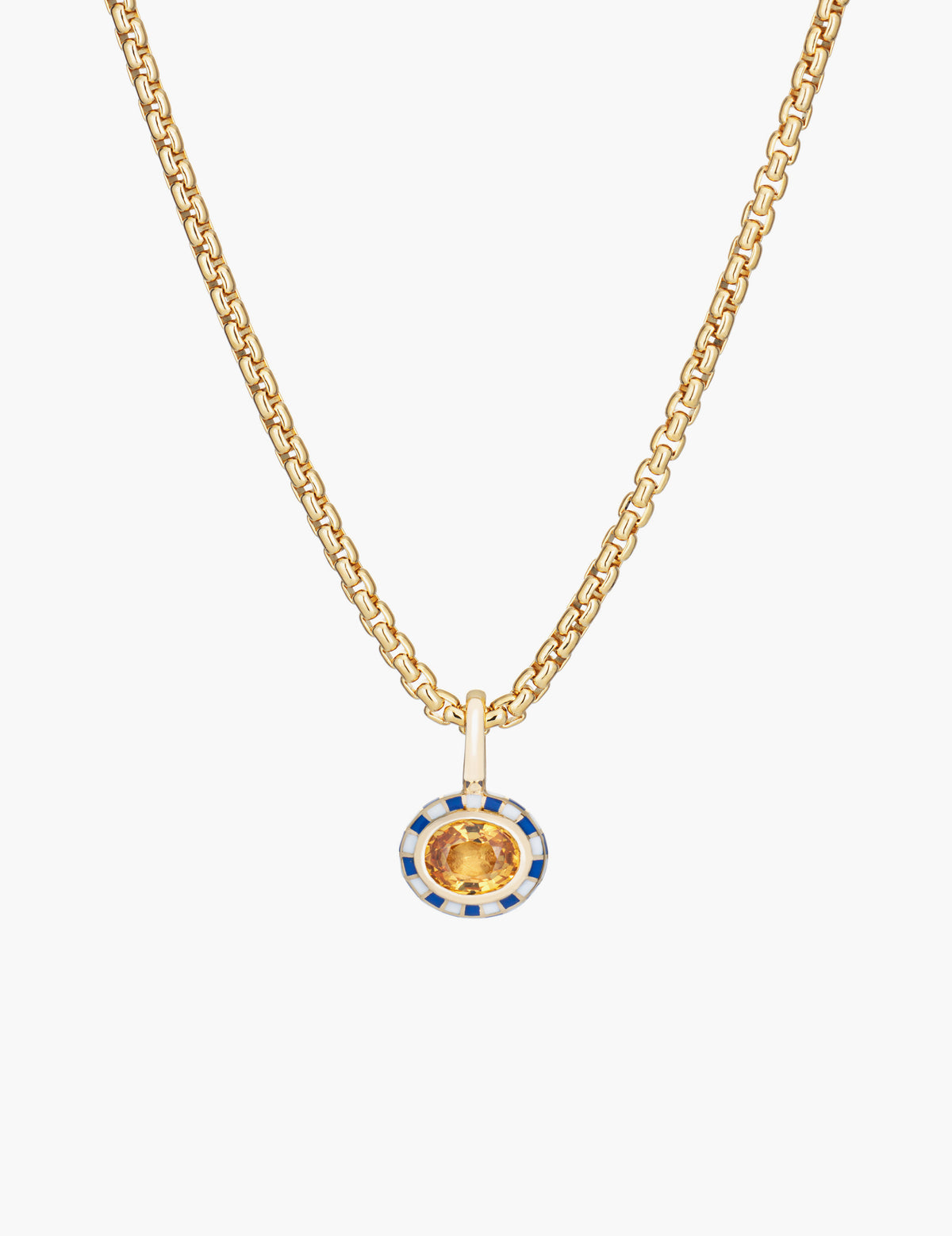 Yellow Sapphire Checkered Pendant