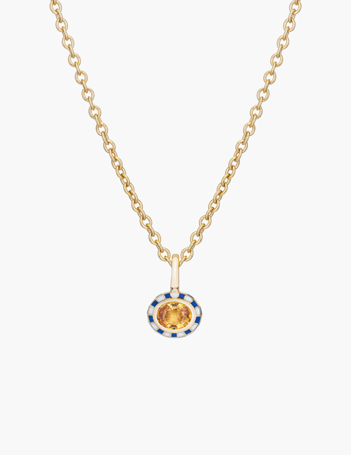Yellow Sapphire Checkered Pendant