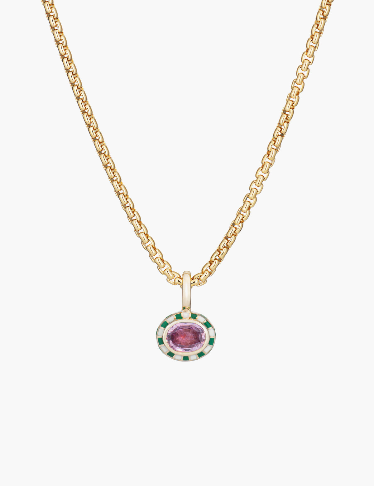 Pink Sapphire Checkered Pendant