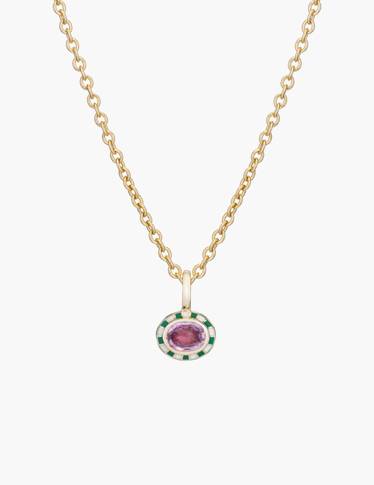 Pink Sapphire Checkered Pendant