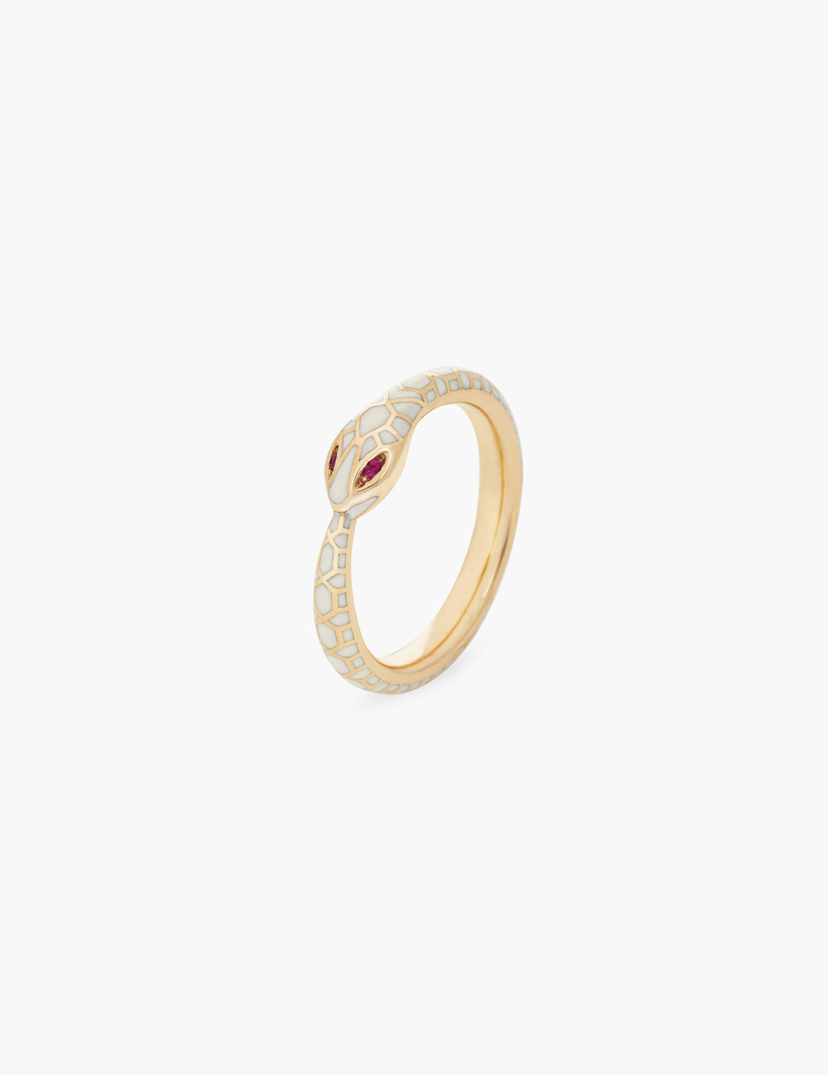 Cream Enamel Ouroboros Ring