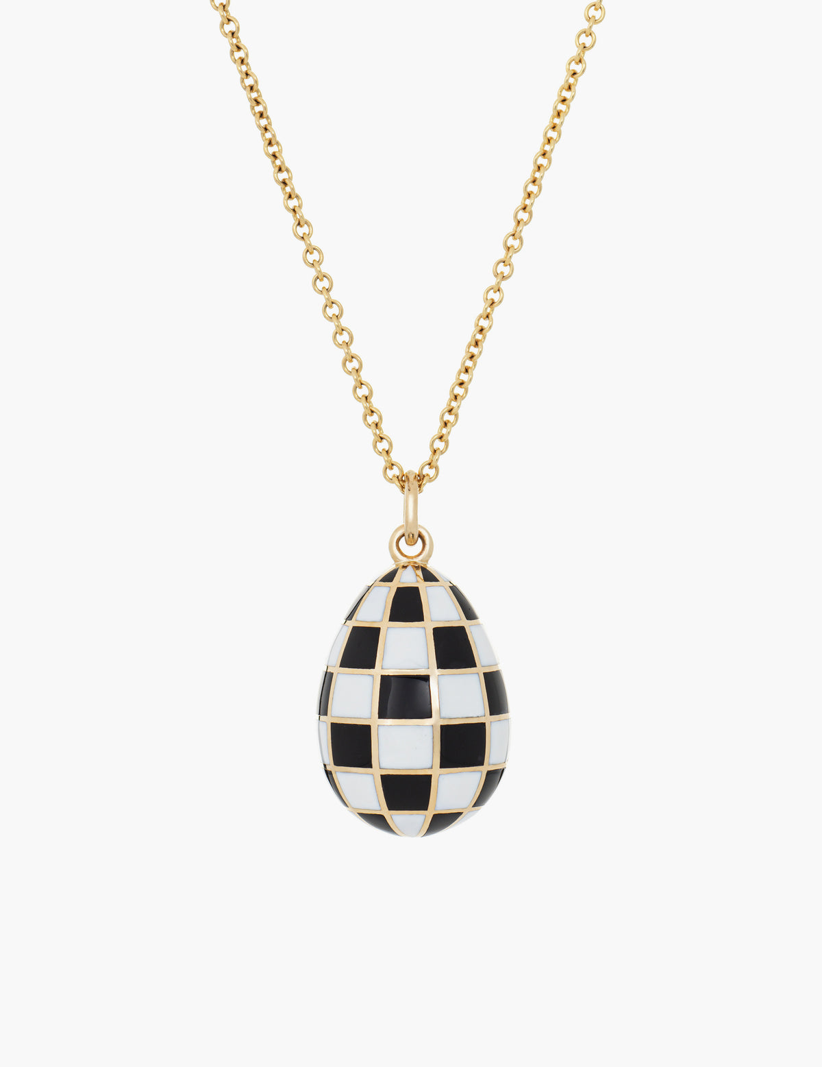 Checkered Enamel Egg Pendant