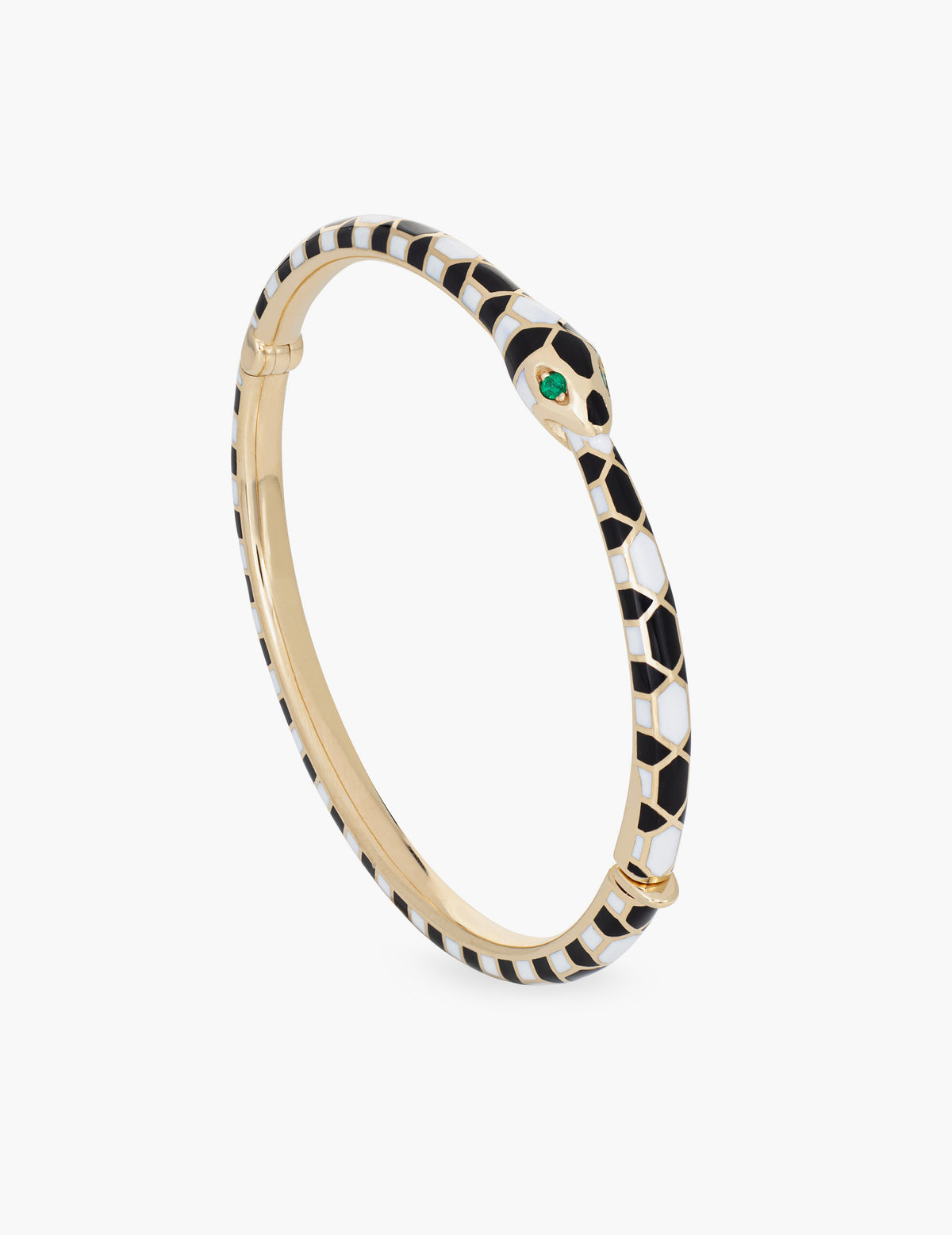 Checkered Enamel Ouroboros Lock Bracelet