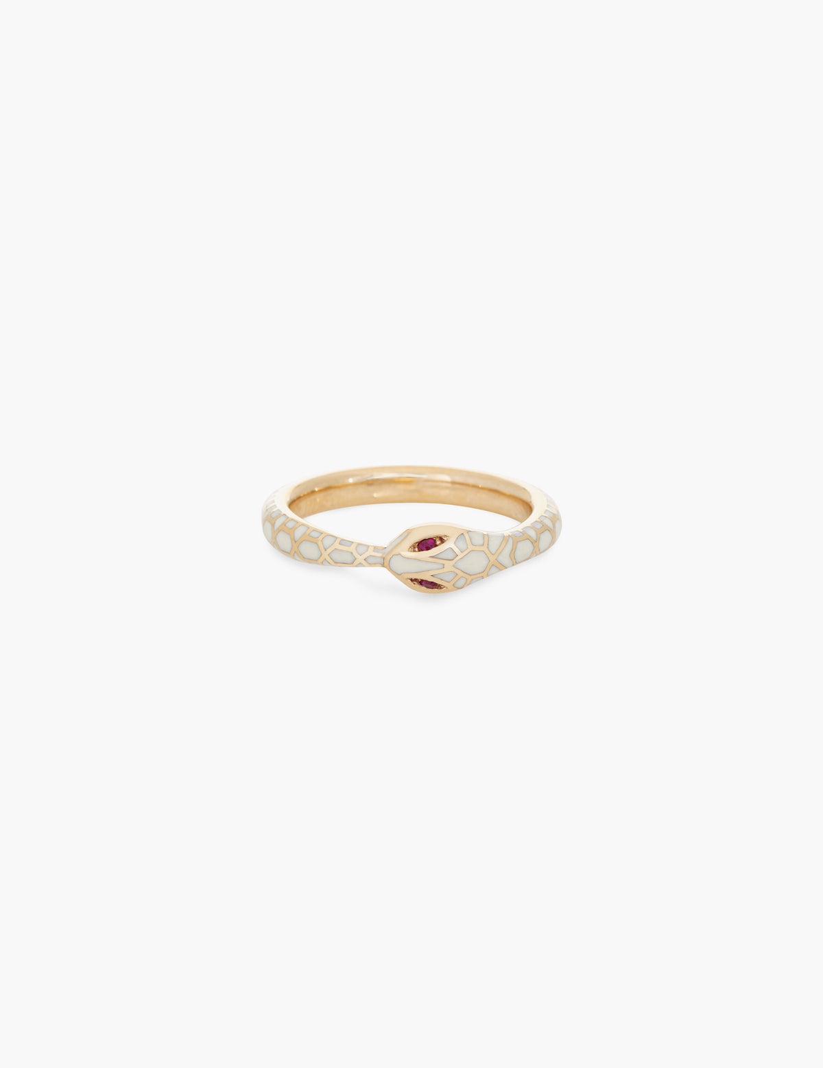 Cream Enamel Ouroboros Ring