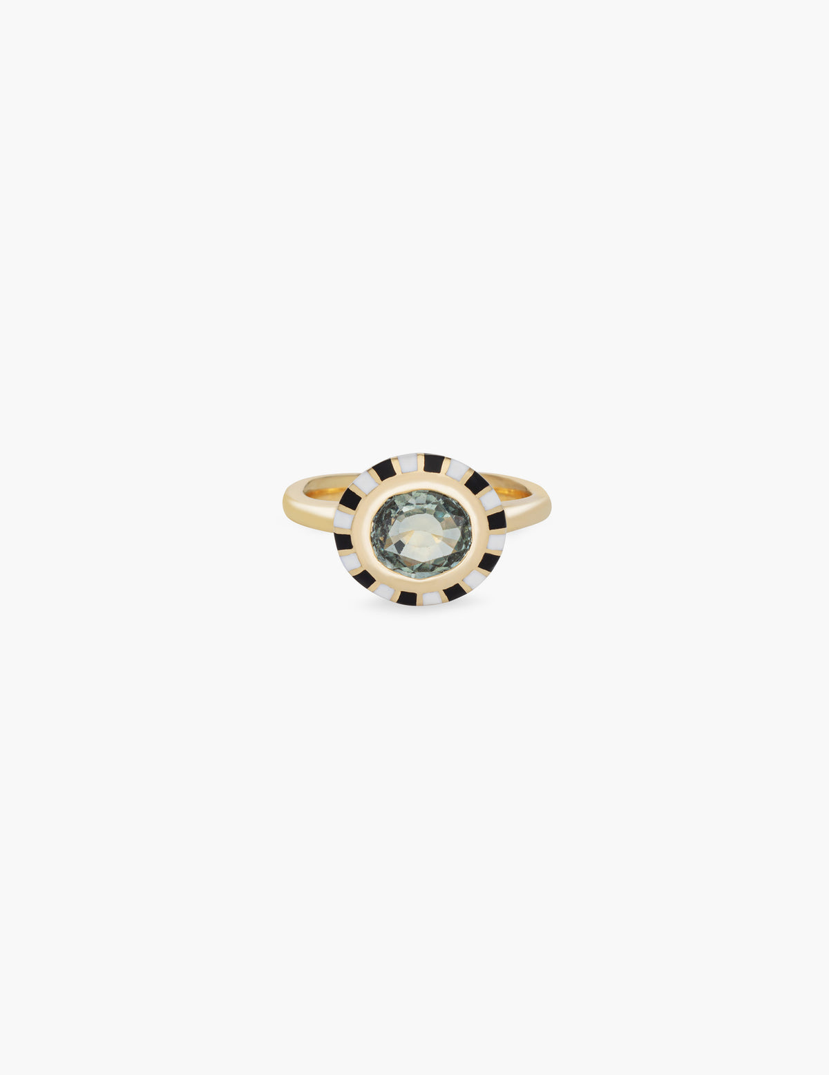 Green Sapphire Striped Ring