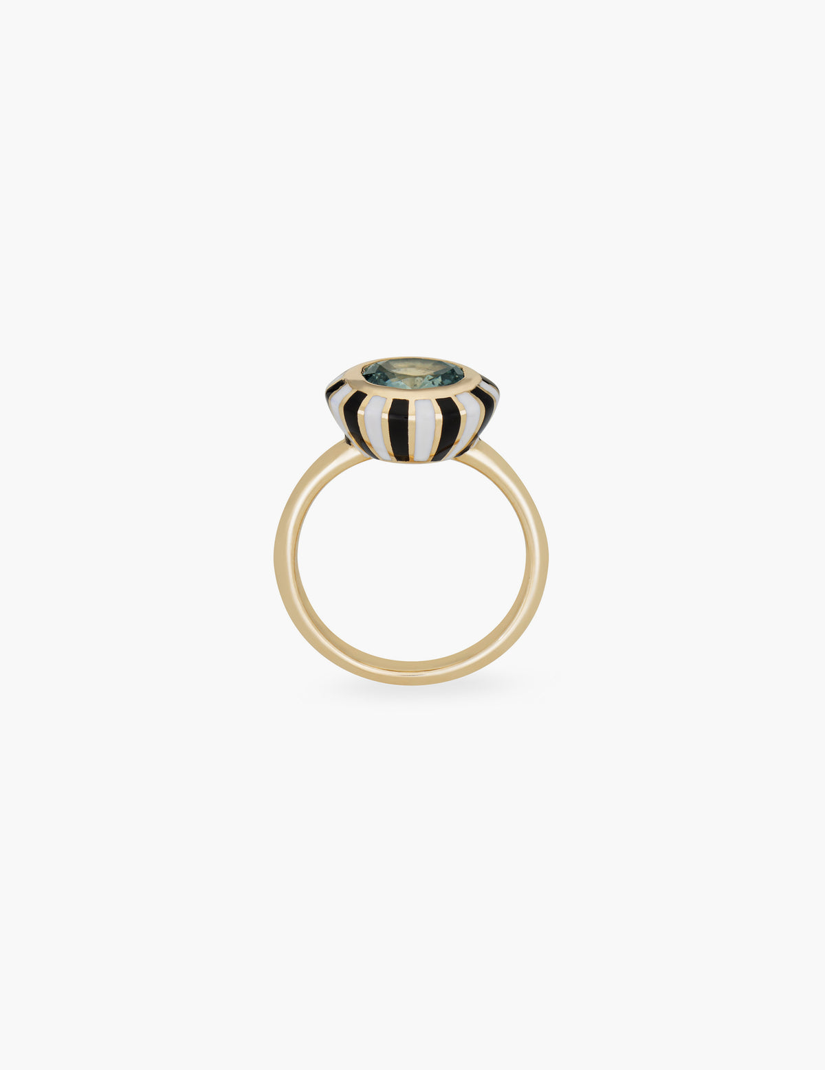 Green Sapphire Striped Ring