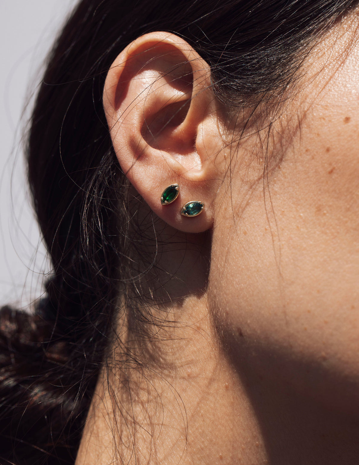 Marquise Studs in Green Tsavorite