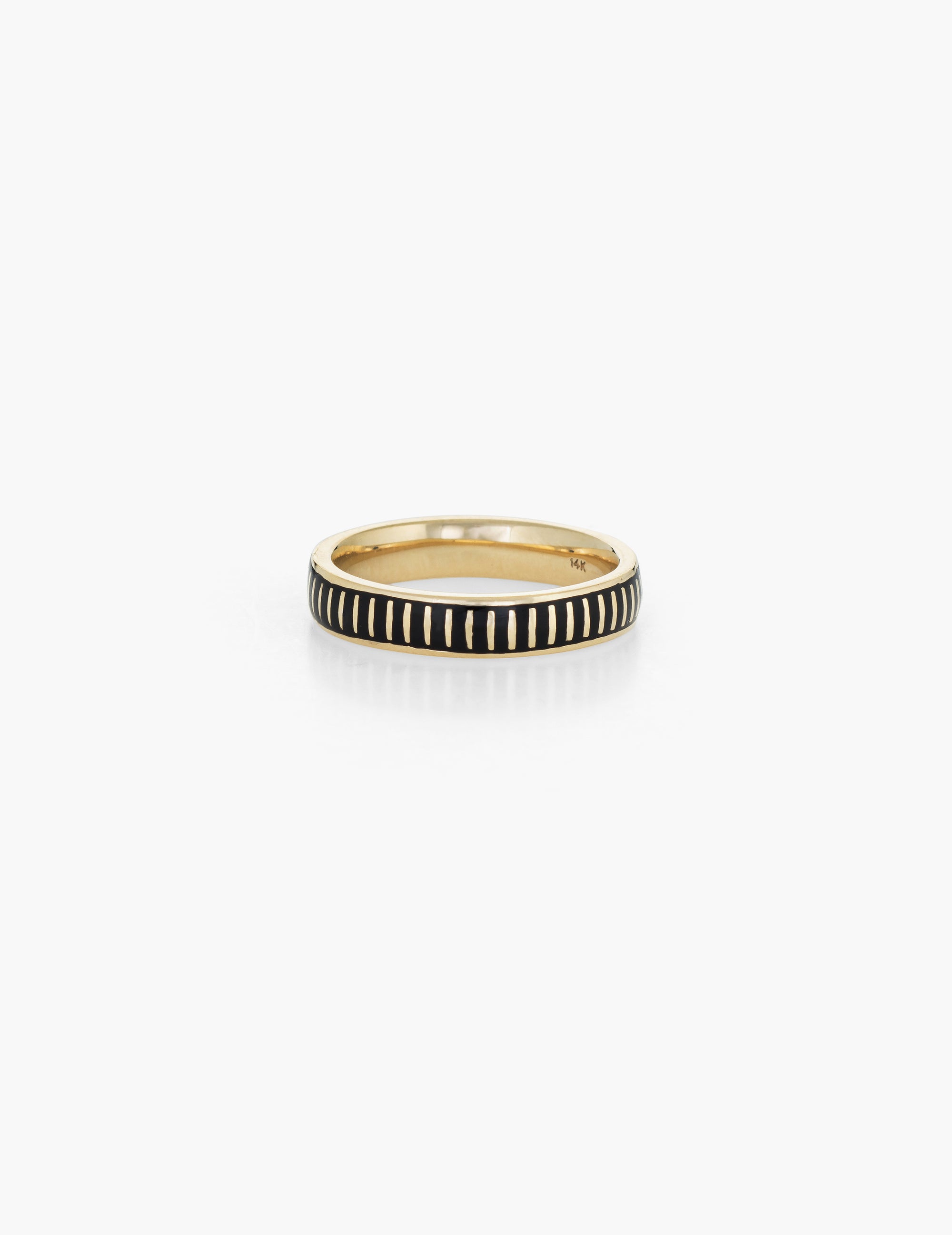Striped Black Enamel Ring