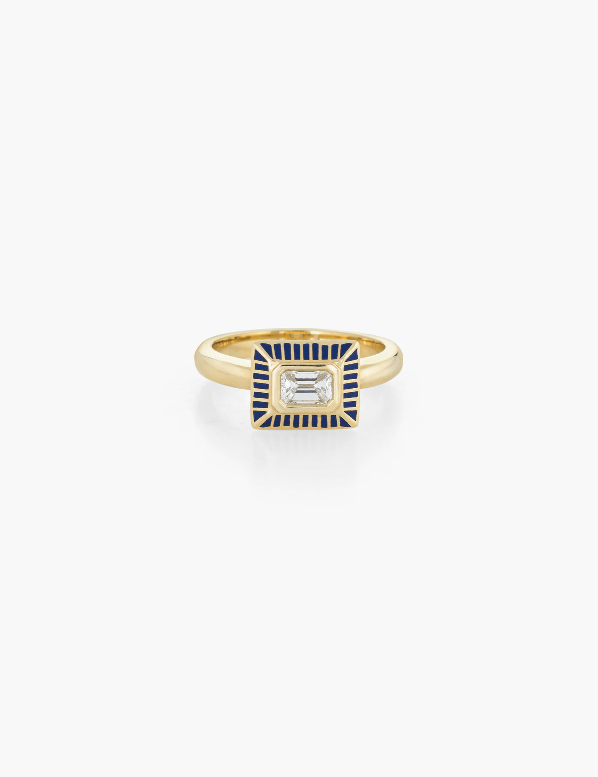 Deco Diamond Baguette Ring with enamel