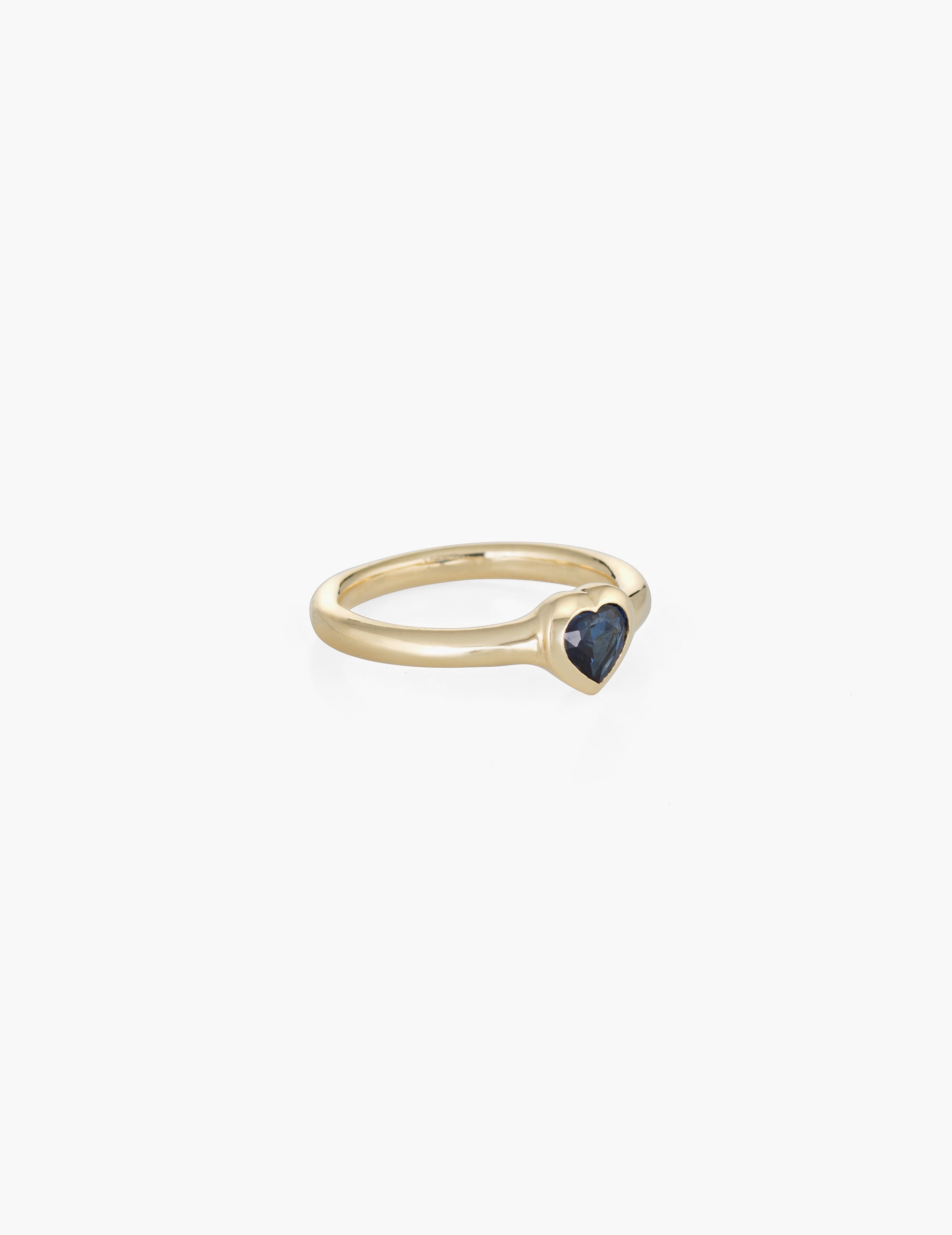 Small blue sapphire heart ring