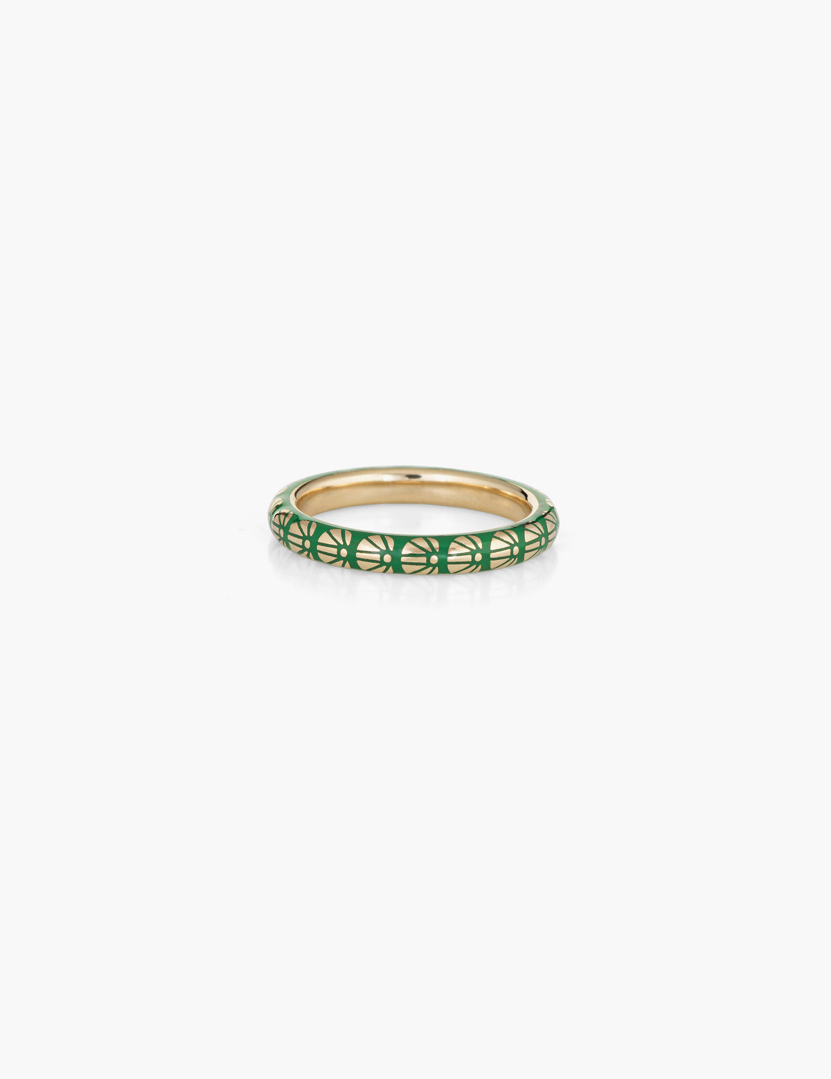 Green Flower Motif Enamel Ring