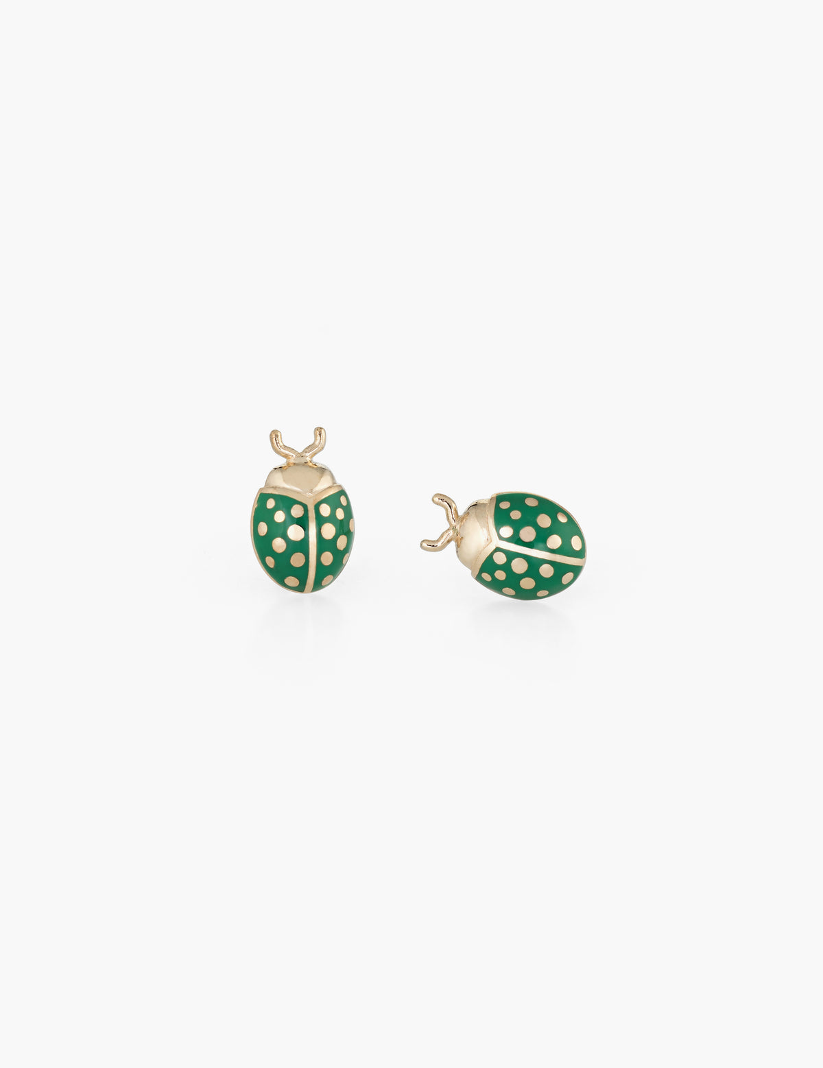 Green enamel Ladybug Studs