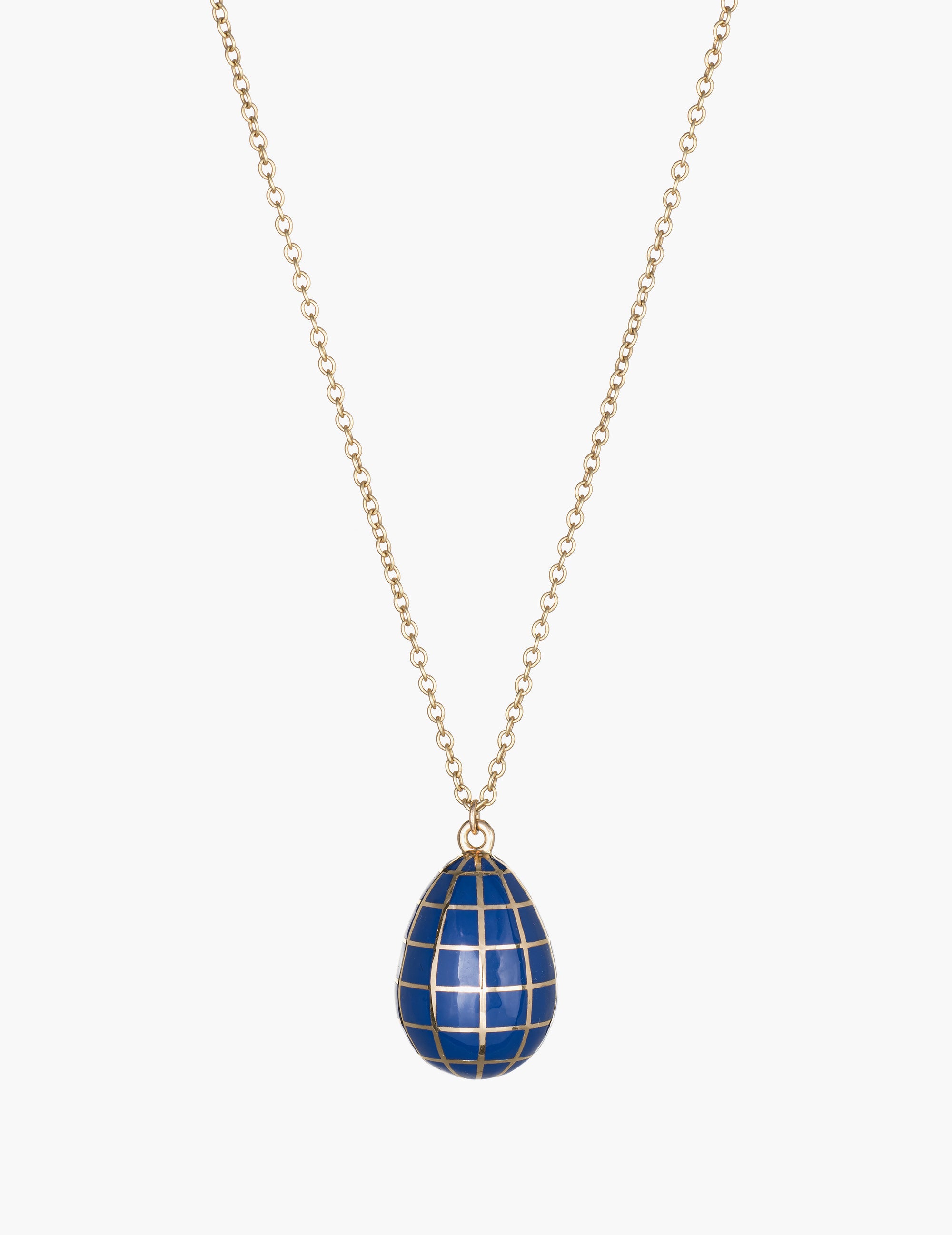 Blue enamel egg pendant