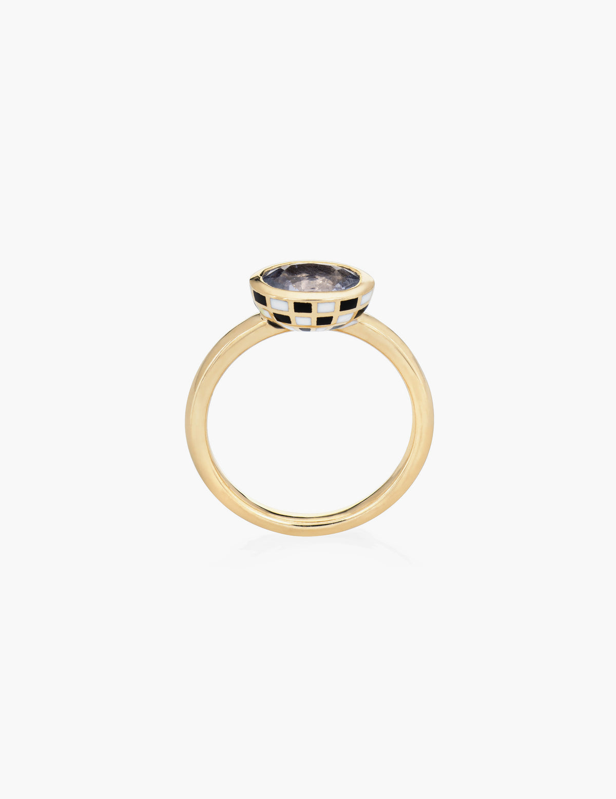 Chessboard Pale Blue Sapphire Ring