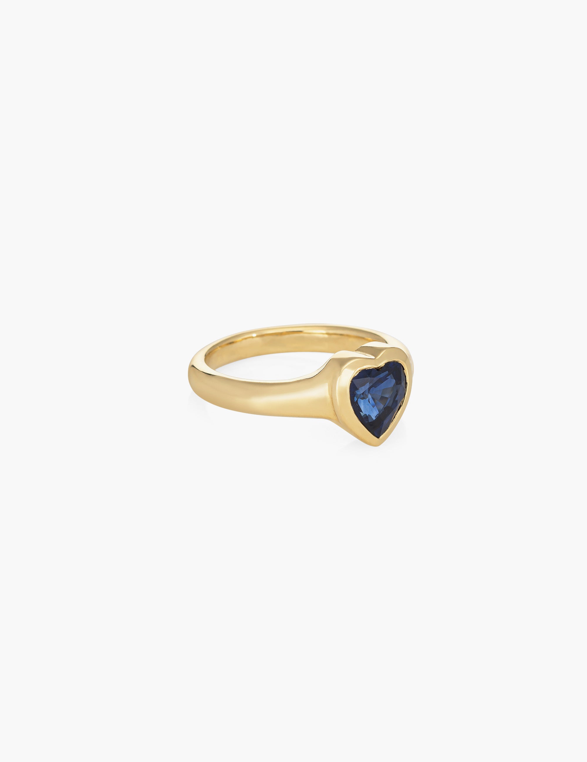 Large blue sapphire heart ring