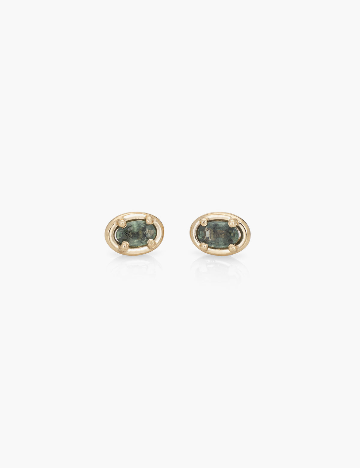 Green Sapphire Ellipse Studs