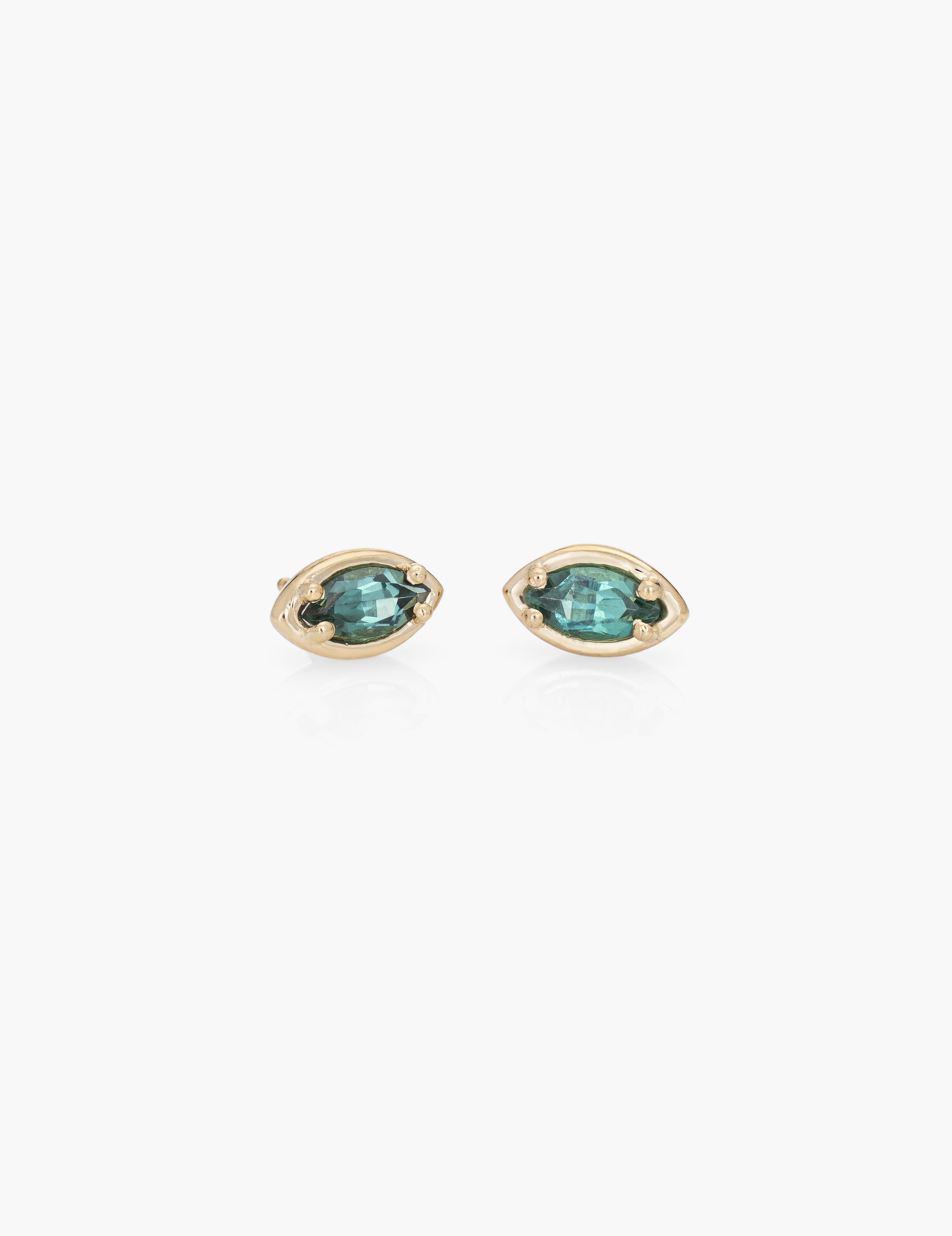 Marquise Studs in Blue Green Tourmaline