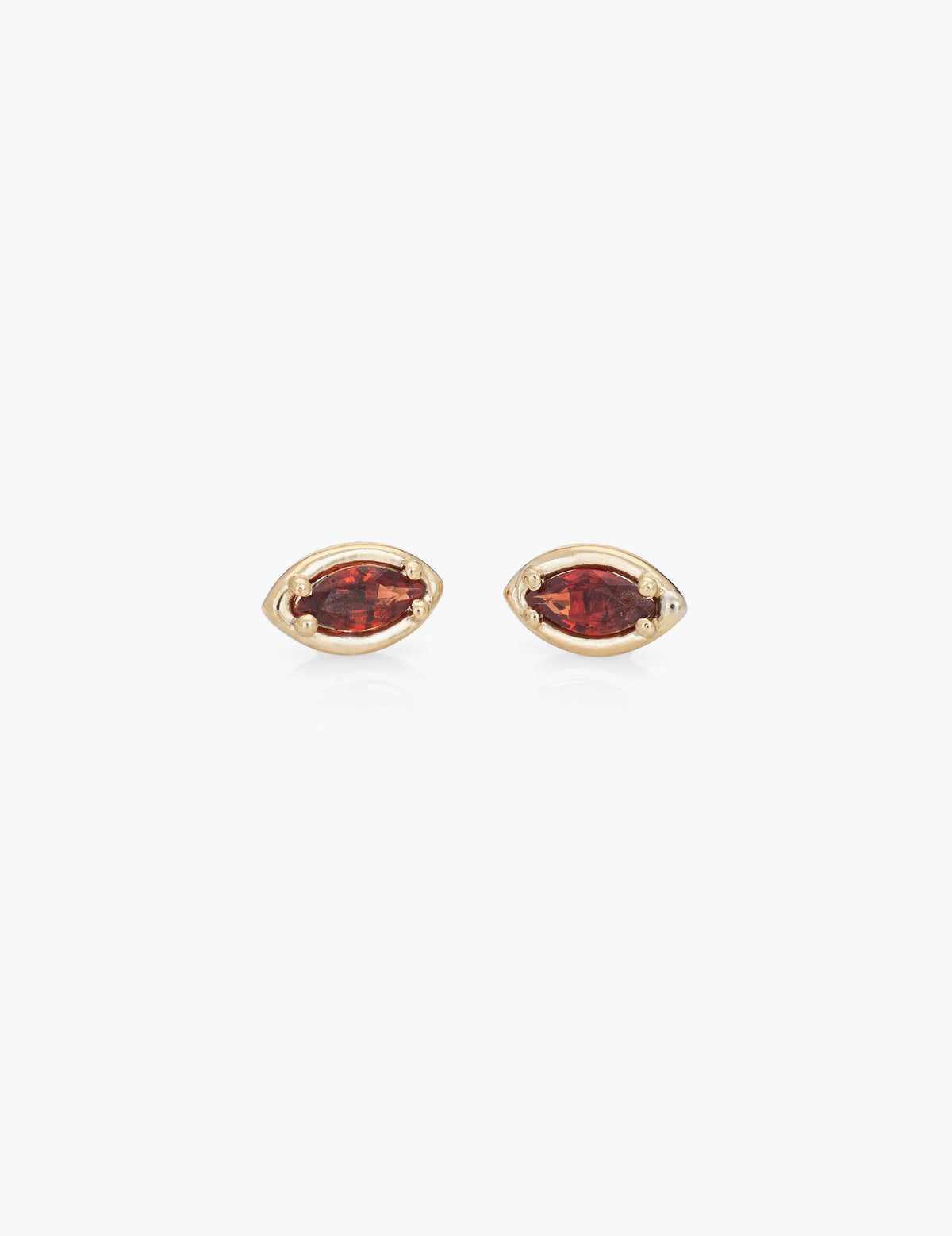 Marquise Studs in Deep Orange Sapphire