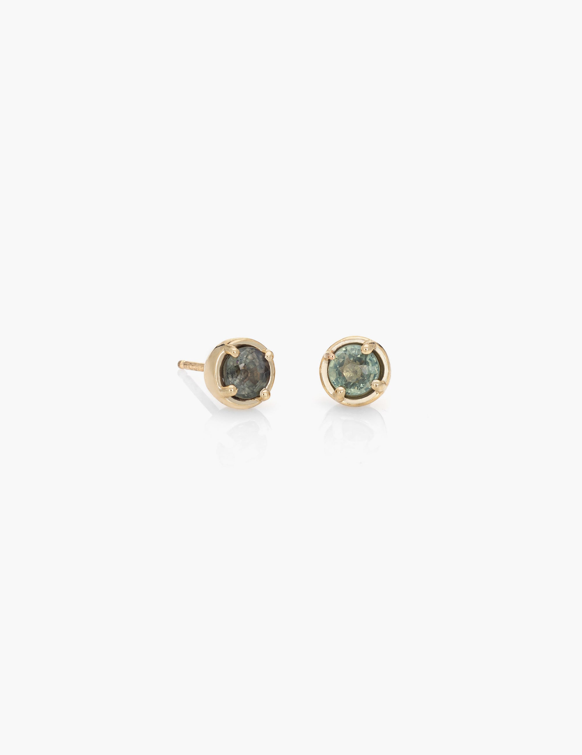 Large Dot Studs in Green Sapphire