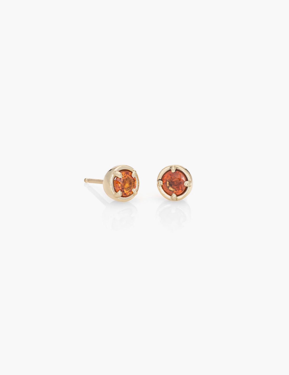 Orange Sapphire Dot Studs