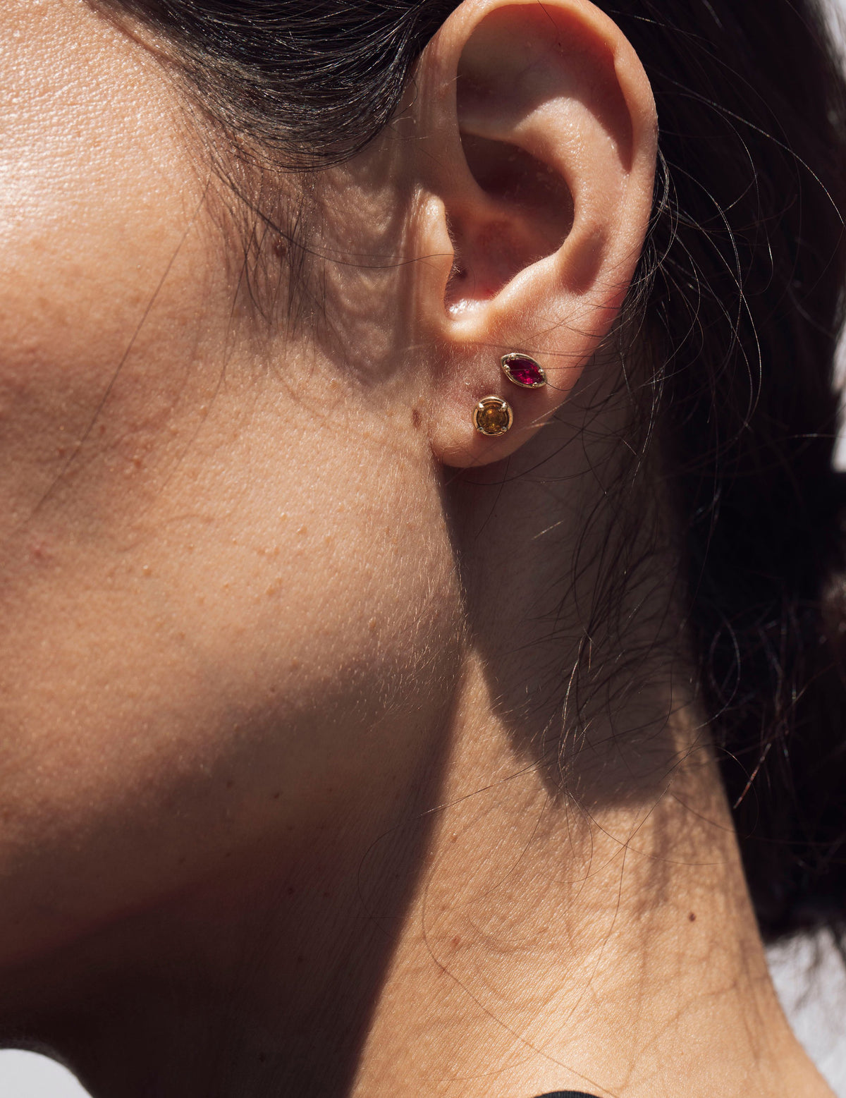 Large Dot Studs in Yellow Sapphire