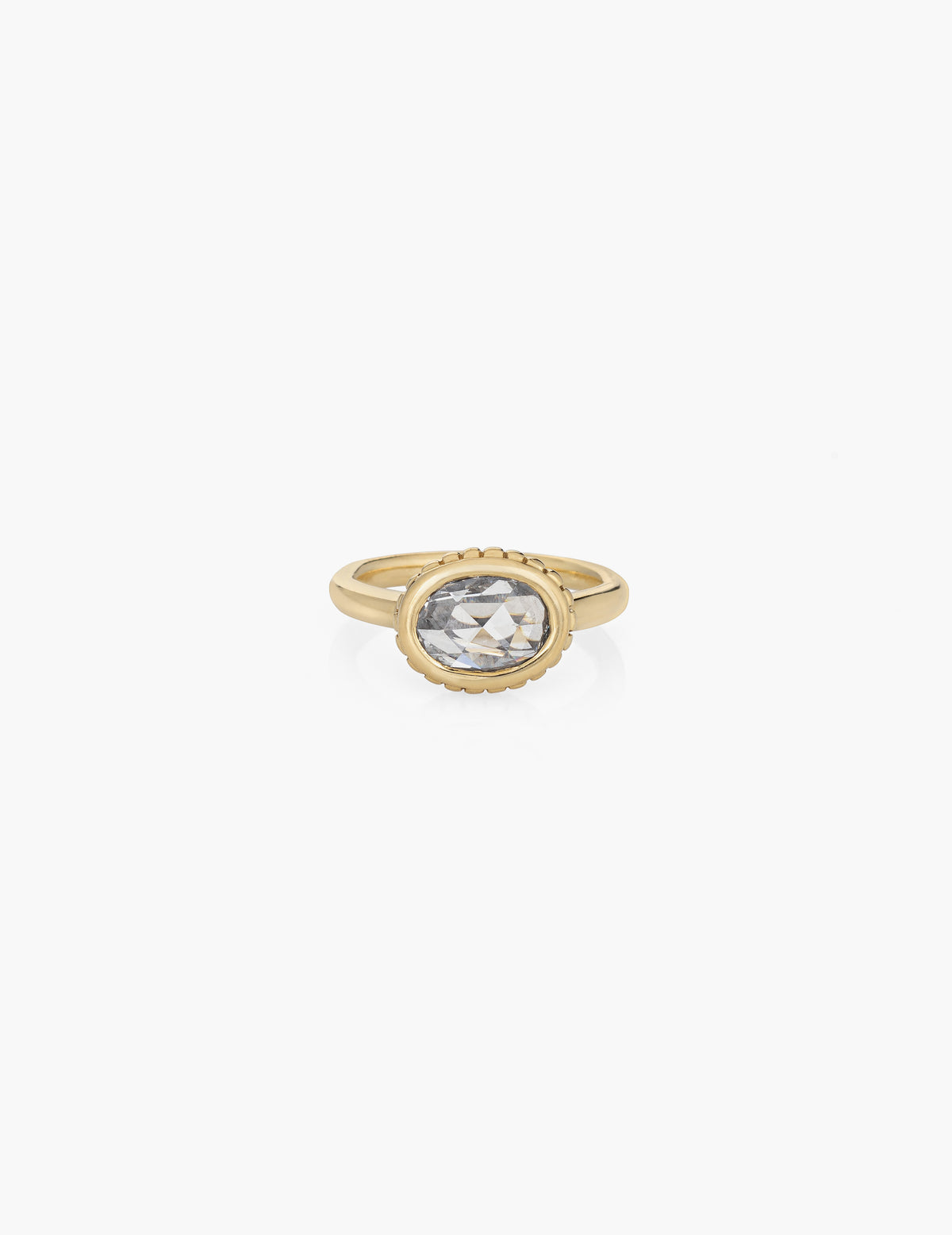 Scalloped Oval Diamond Ring