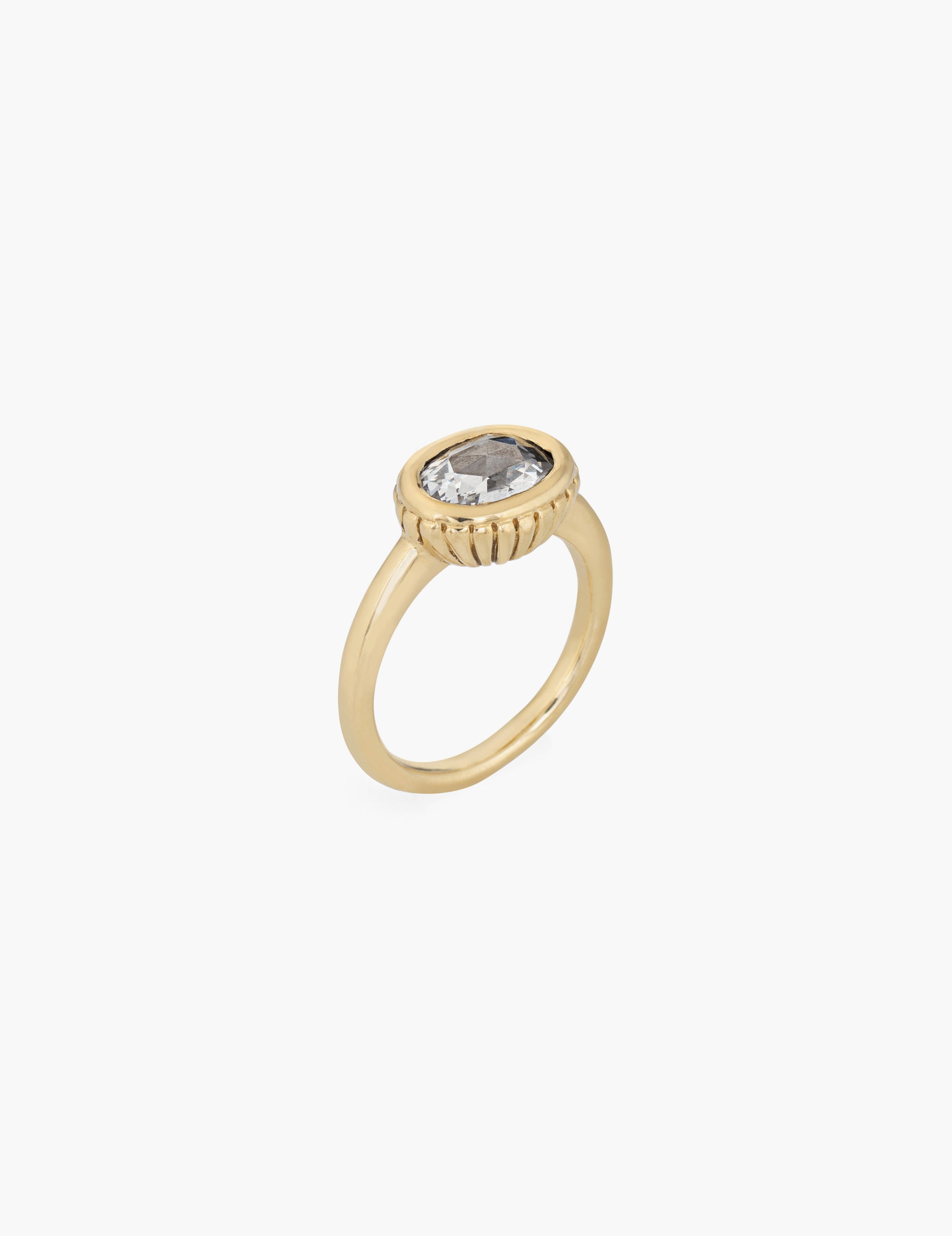 Scalloped Oval Diamond Ring