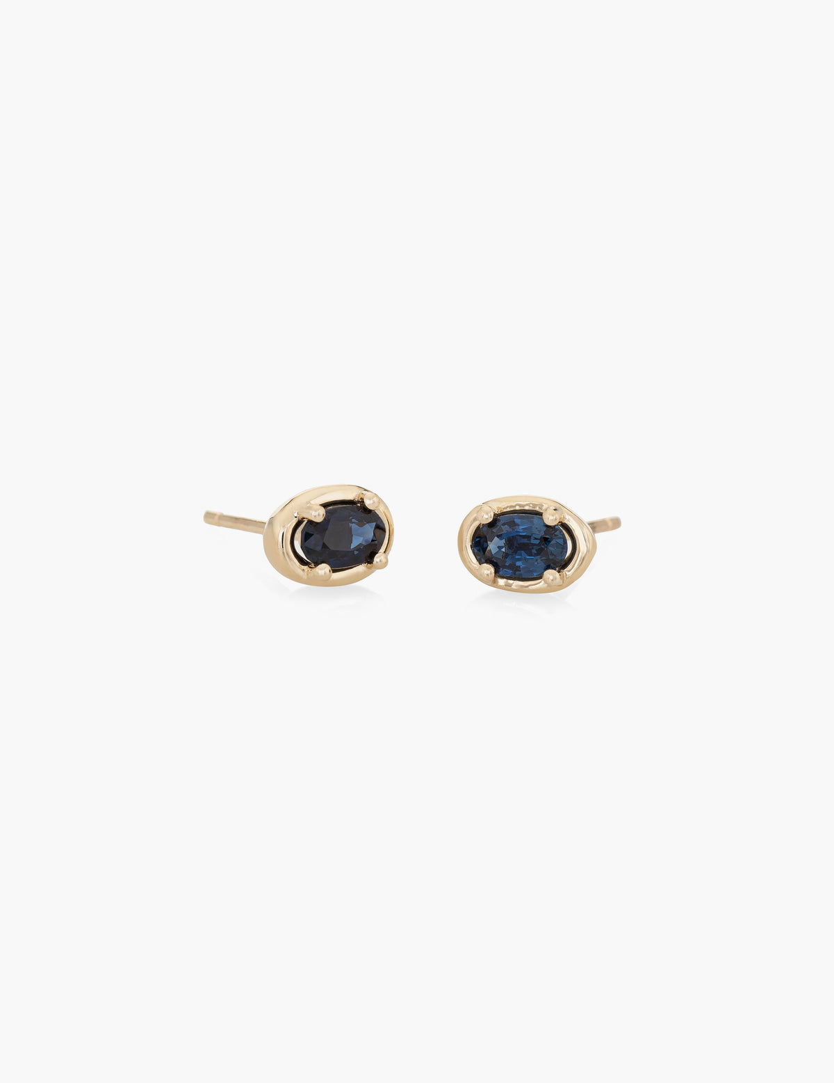 Blue Sapphire Ellipse Studs
