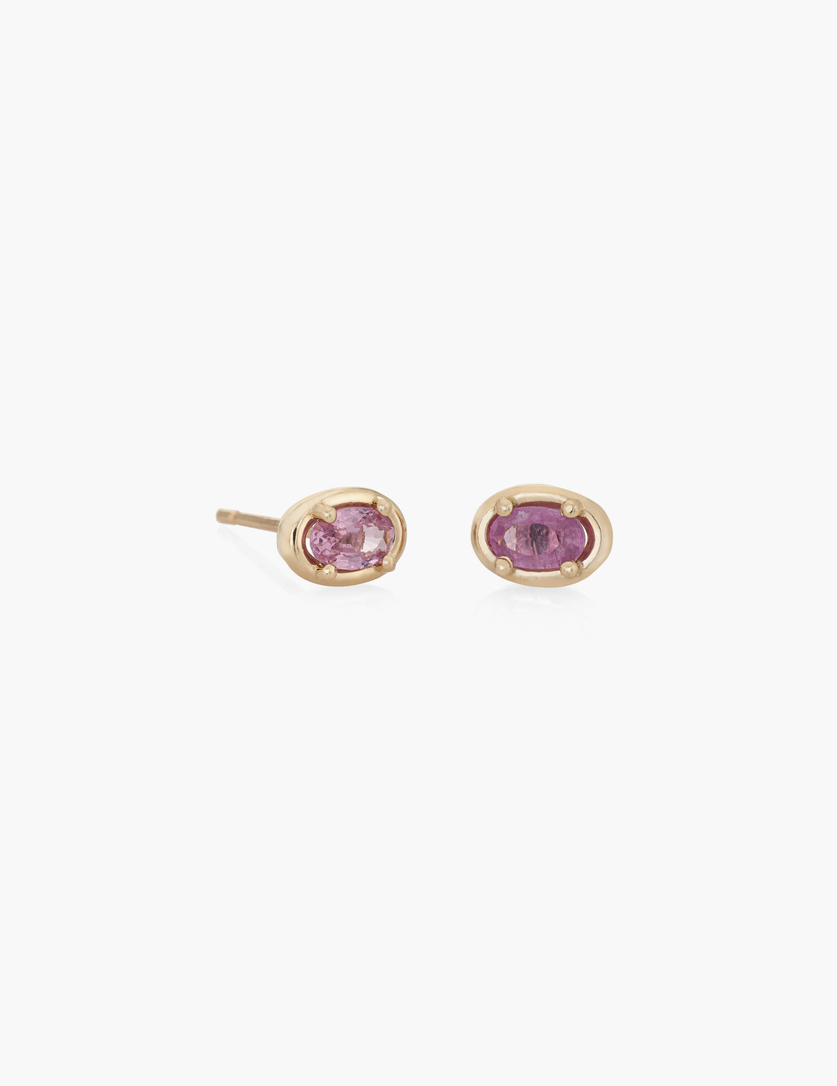 Pink Sapphire Ellipse Studs