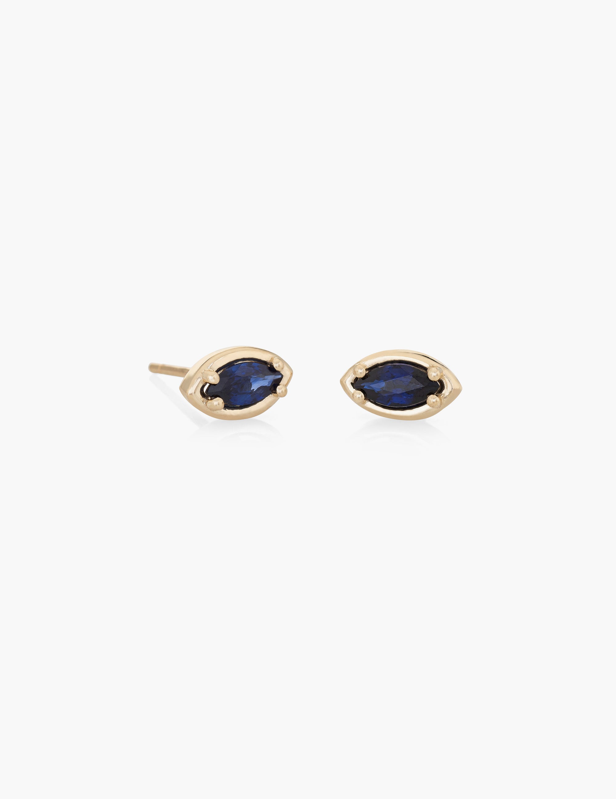 Marquise Studs in Deep Blue Sapphire