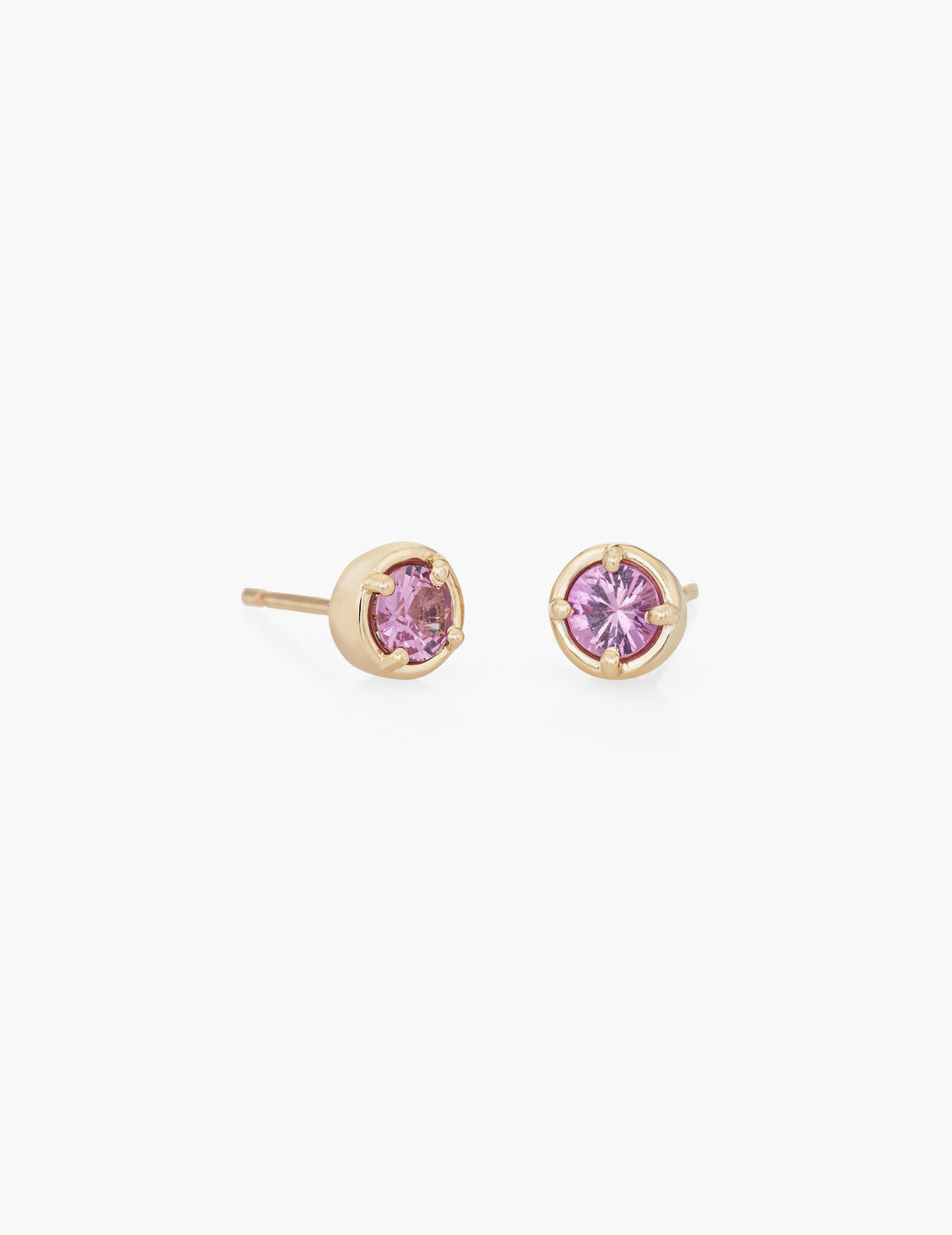 Pink Sapphire Dot Studs
