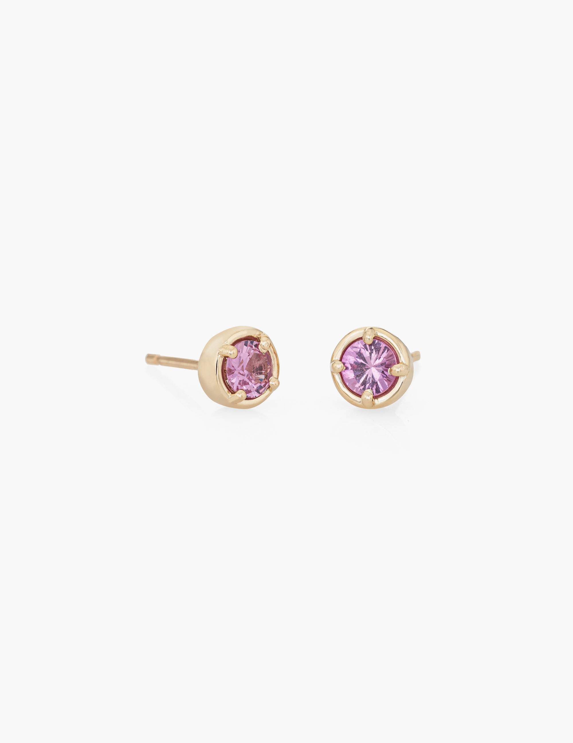 Large Dot Studs in Pink Sapphire