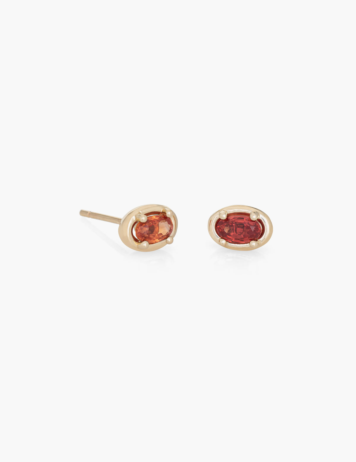 Orange Sapphire Ellipse Studs