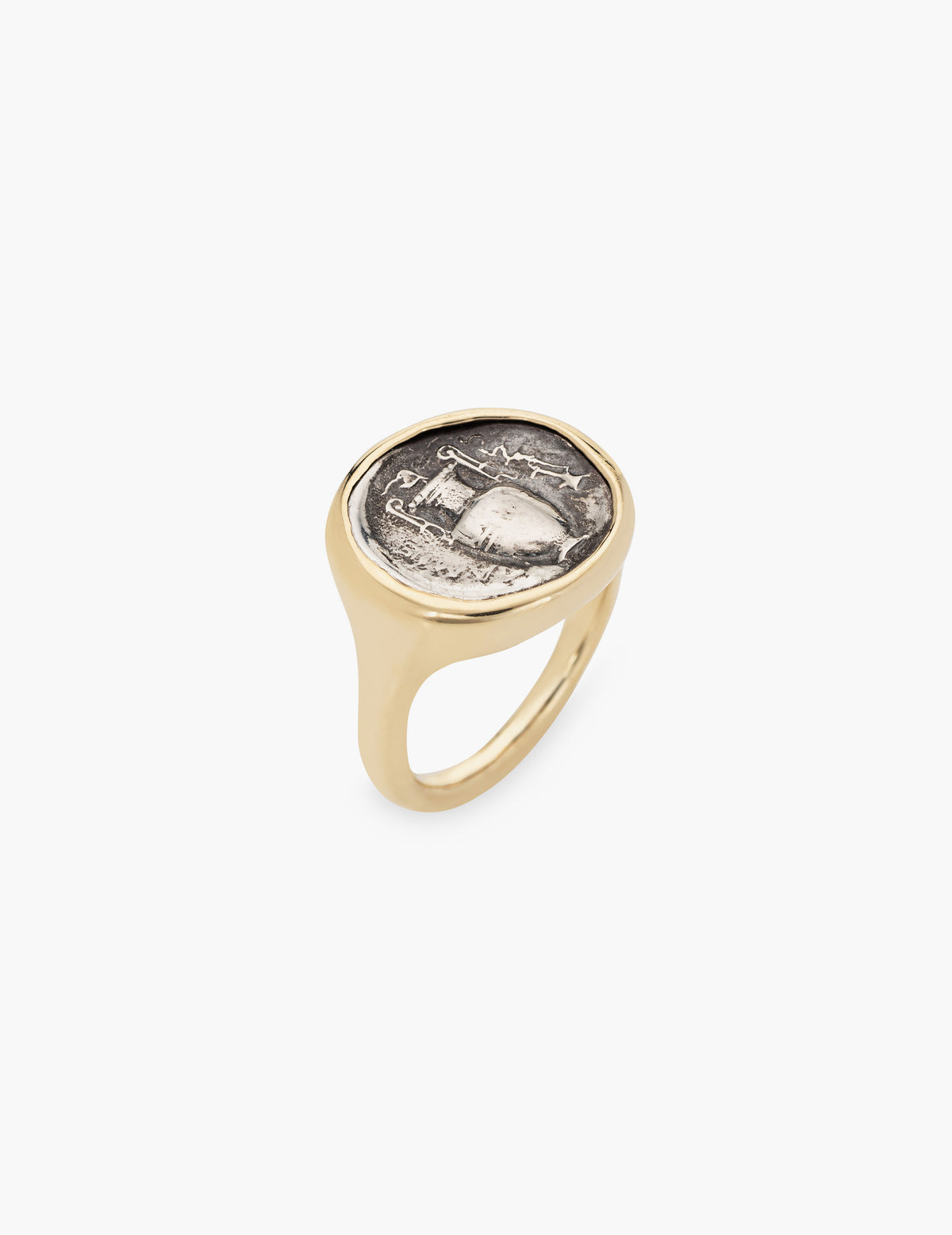 Urn Coin Ring in Gold and Sterling Silver