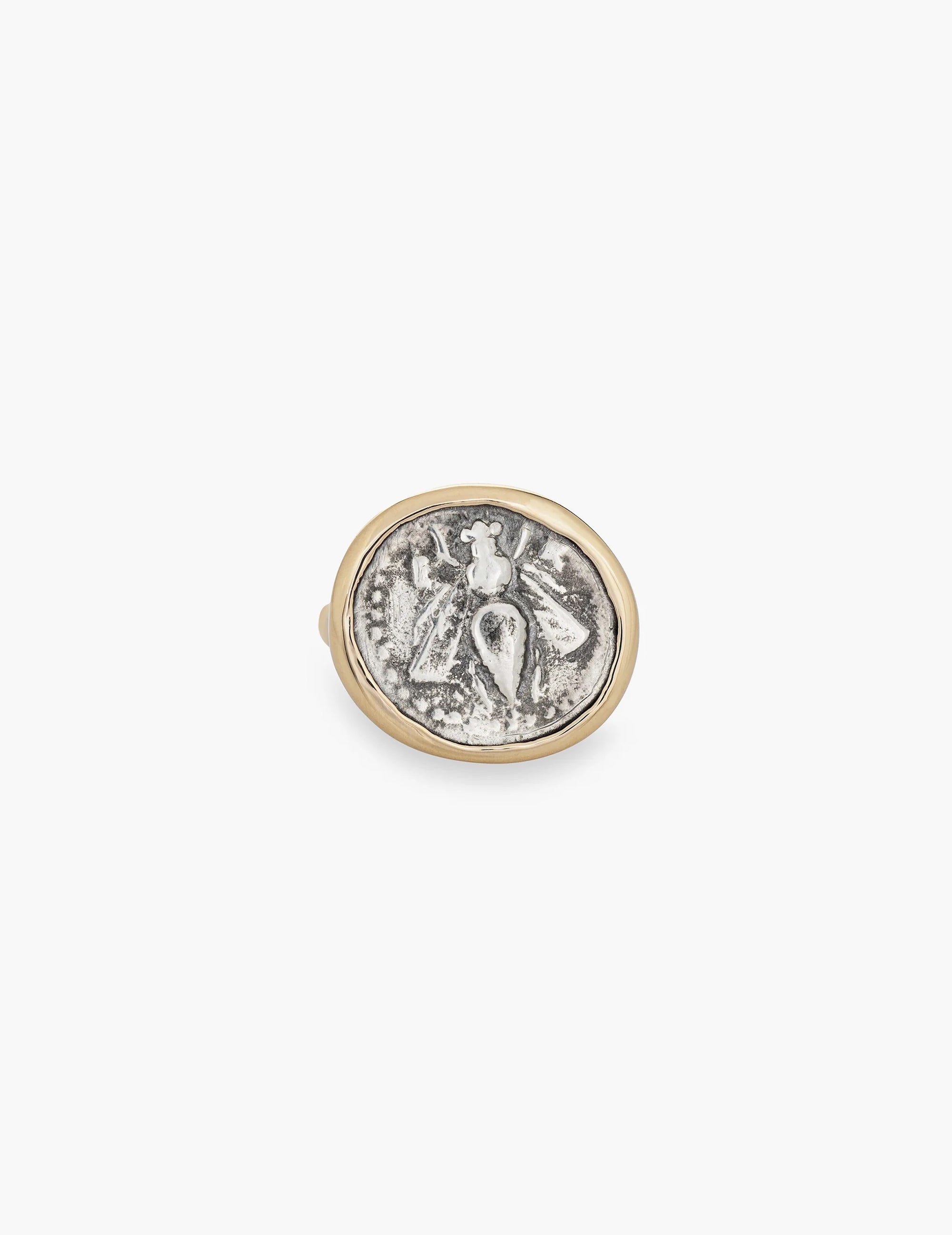 Bee Coin Ring in Gold and Sterling Silver