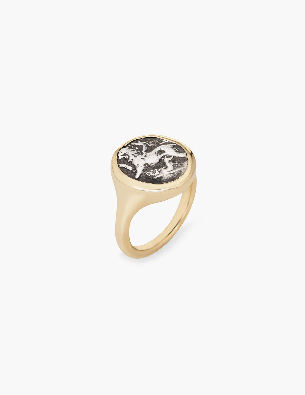 Chimera and Dove Ring in Gold and Sterling Silver